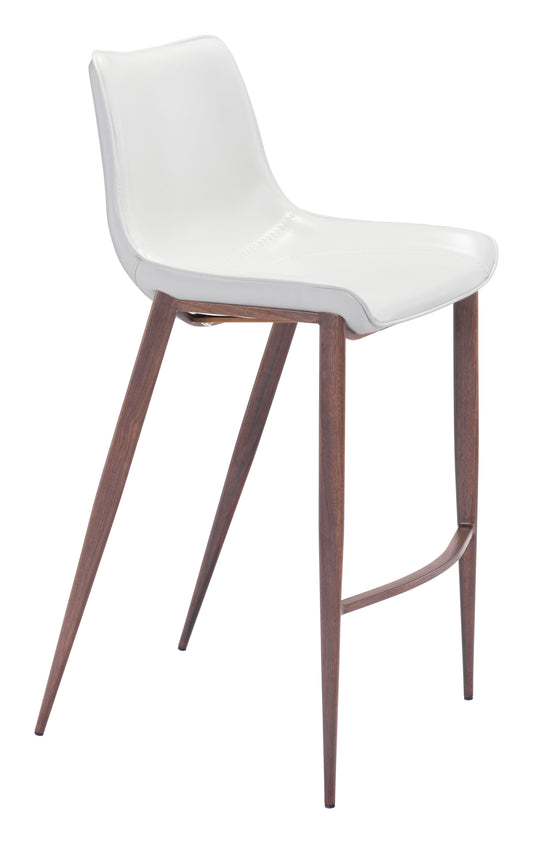 Magnus Barstool (Set of 2) White & Walnut - Disselt Designs