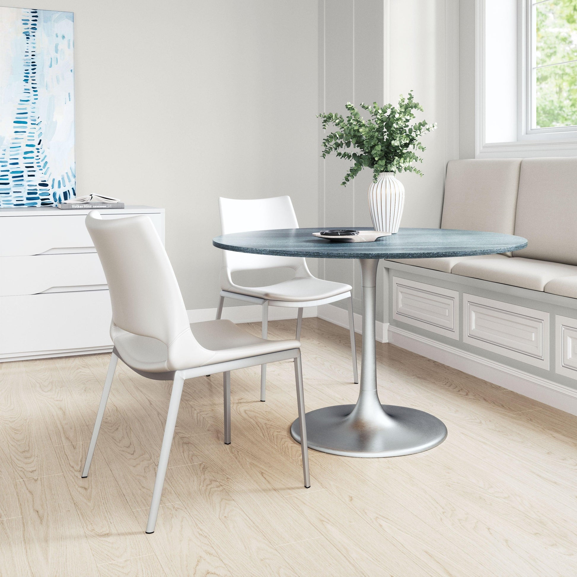 Ace Dining Chair (Set of 2) White & Silver - Disselt Designs