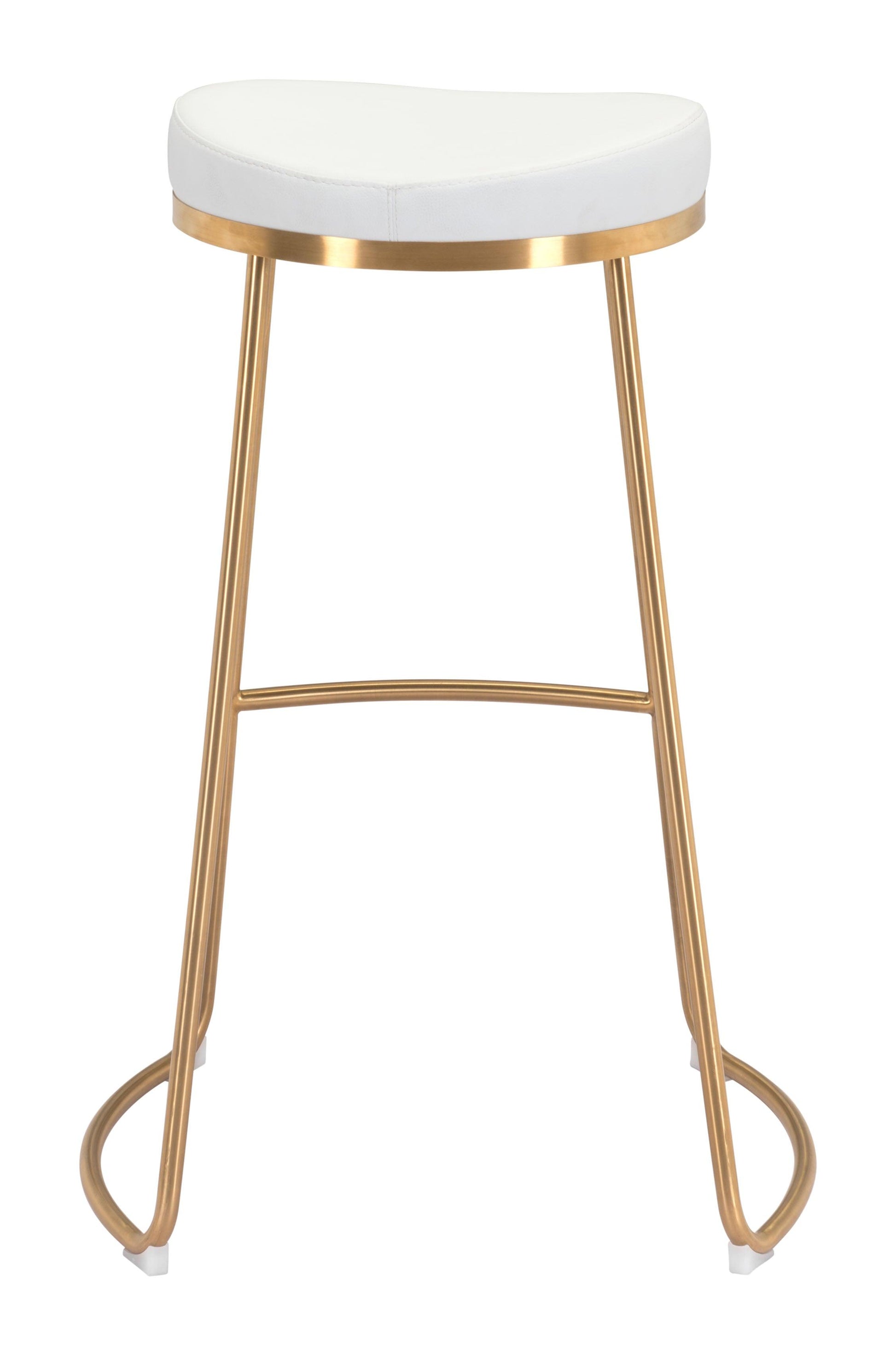 Bree Barstool (Set of 2) White & Gold - Disselt Designs