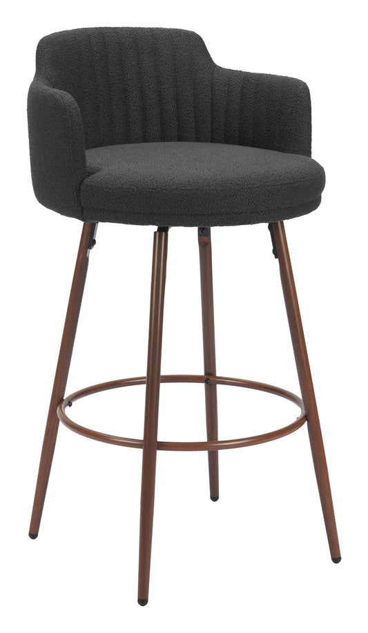 Kono Swivel Barstool (Set of 2) Black & Walnut - Disselt Designs