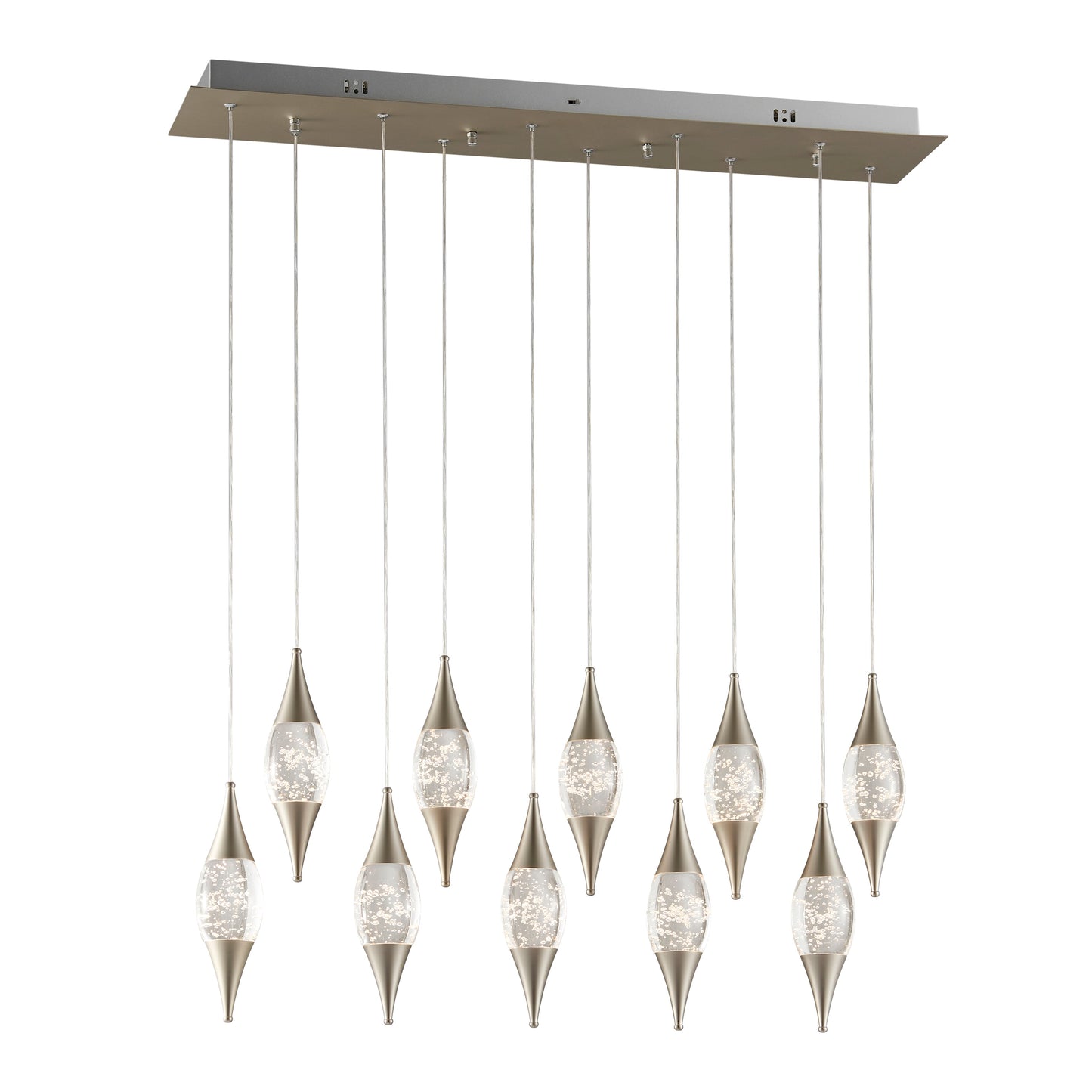 Shinny Teardrops Rectangular Chandelier // Matte Nickel - Disselt Designs