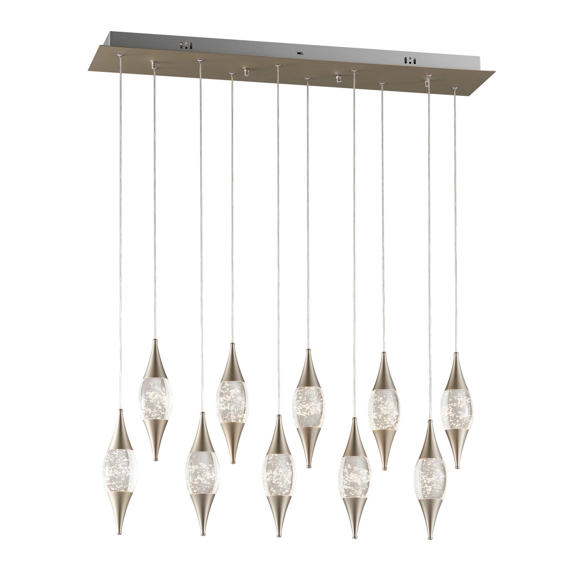 Shinny Teardrops Rectangular Chandelier // Matte Nickel - Disselt Designs