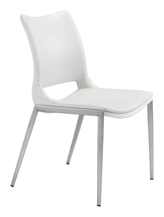 Ace Dining Chair (Set of 2) White & Silver - Disselt Designs