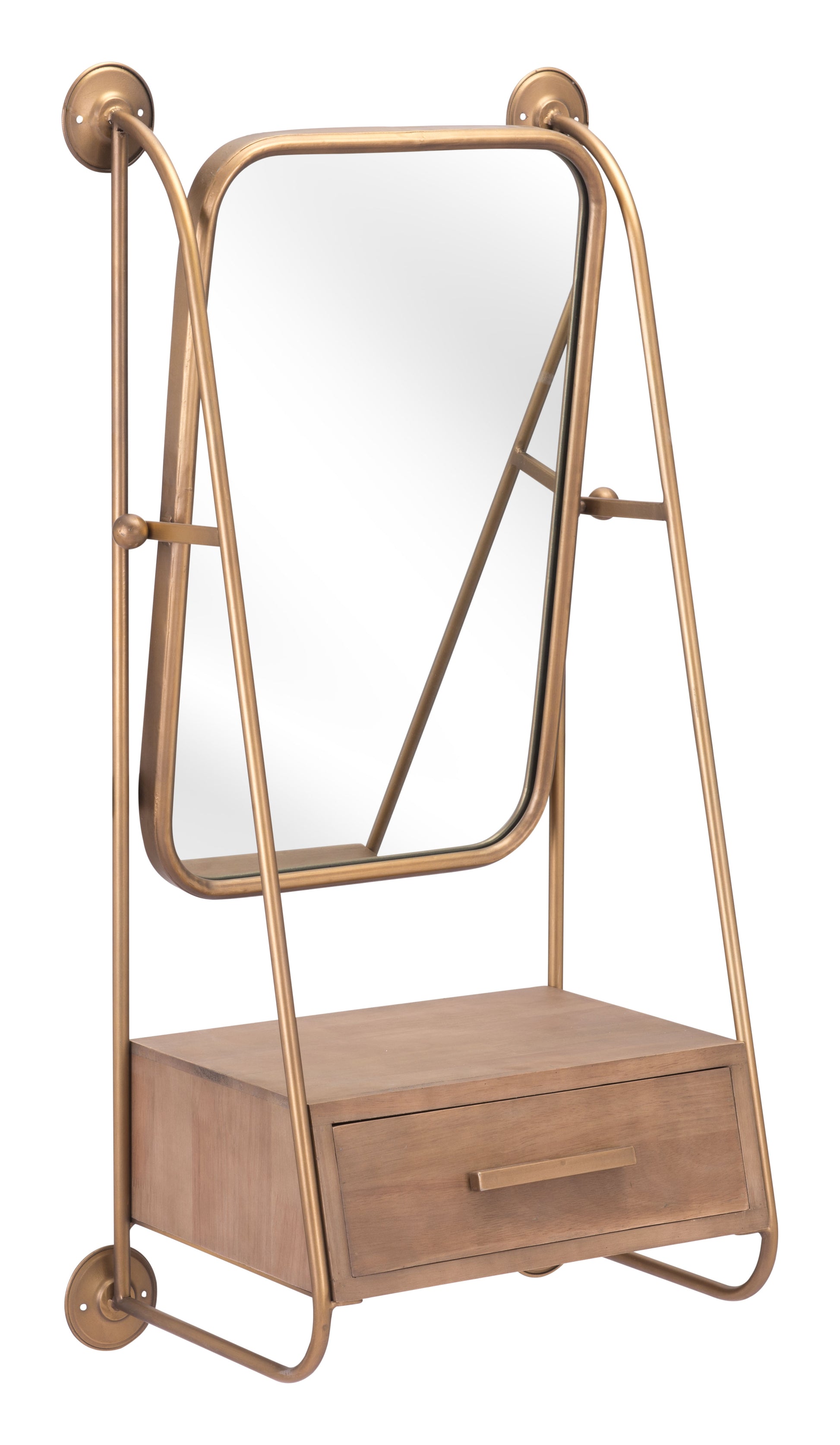 Peralta Mirror Shelf Brass & Brown - Disselt Designs