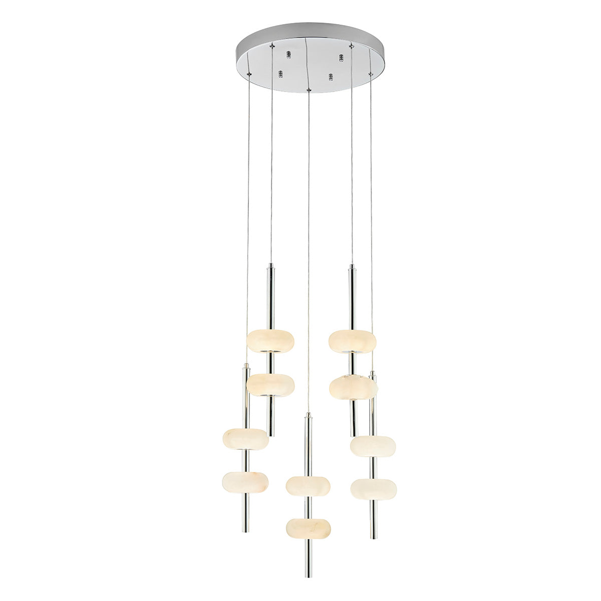 Spanish Alabaster Round Chandelier // Chrome - Disselt Designs