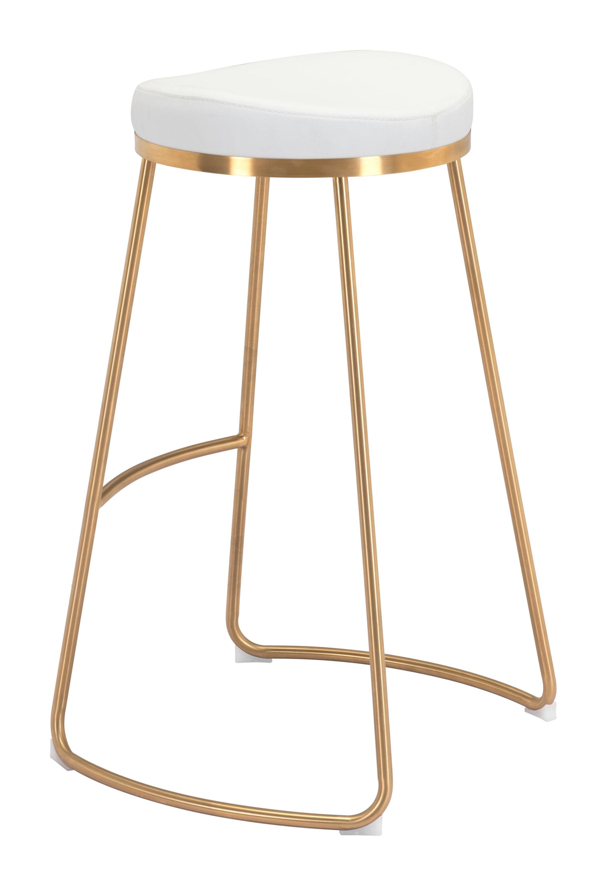 Bree Barstool (Set of 2) White & Gold - Disselt Designs