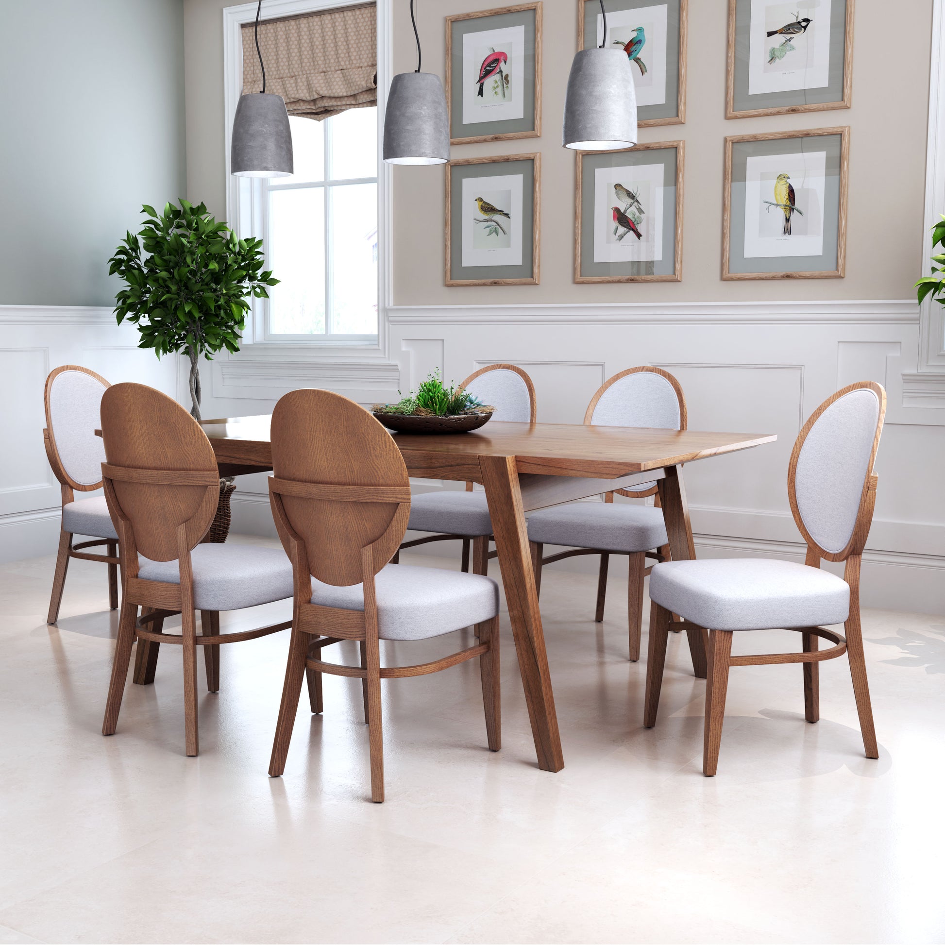 Regents Dining Chair (Set of 2) Walnut & Light Gray - Disselt Designs