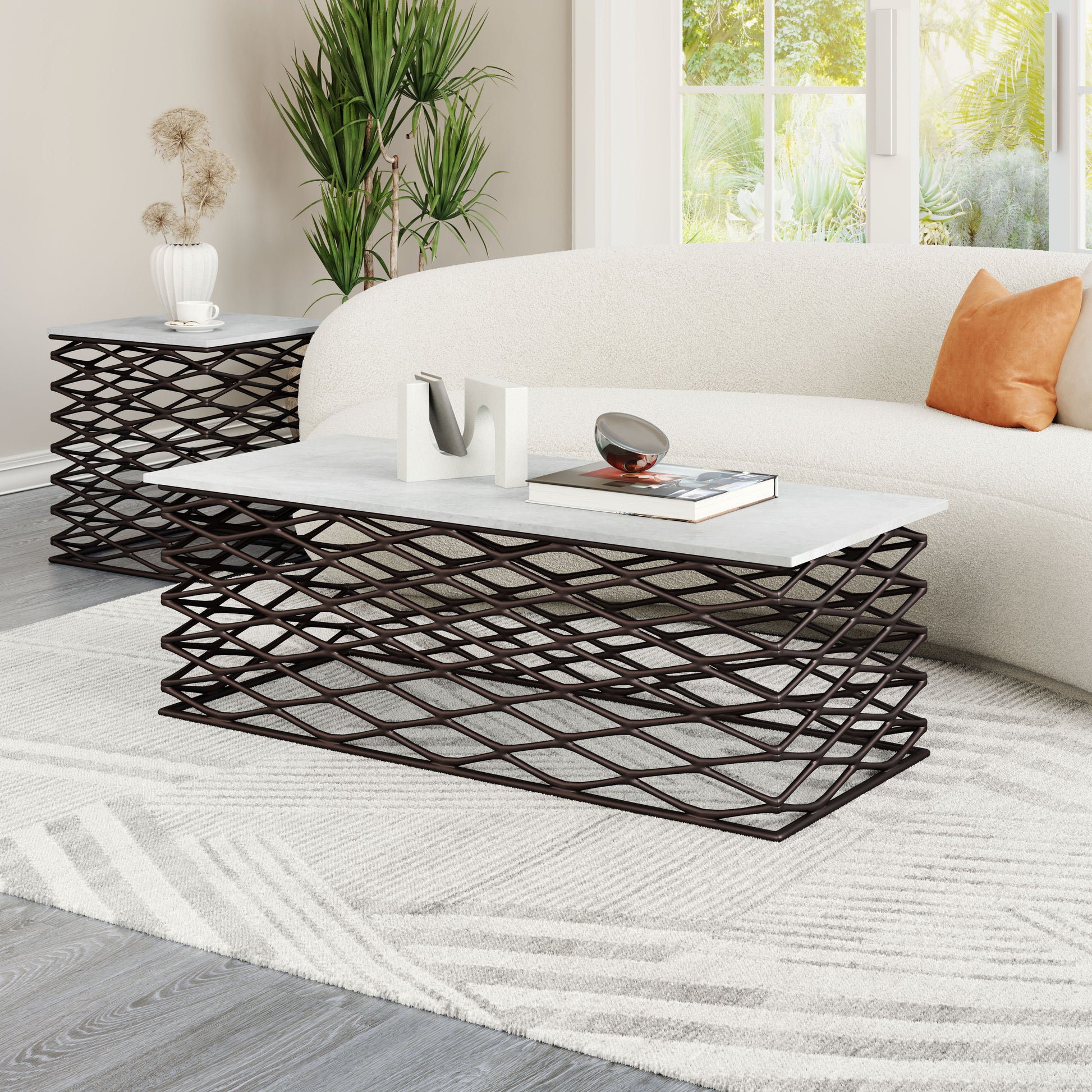 Duchess Coffee Table White & Antique Bronze - Disselt Designs