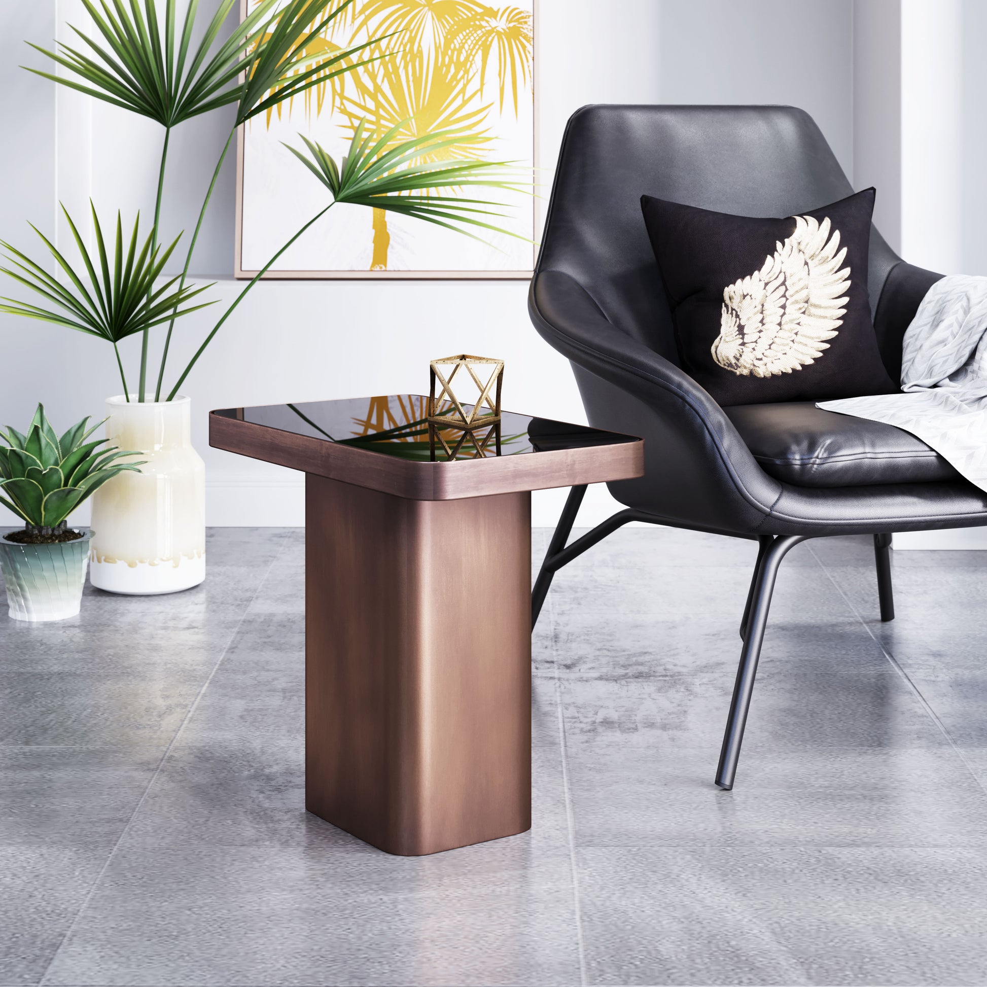 Marcos Side Table Black & Antique Bronze - Disselt Designs