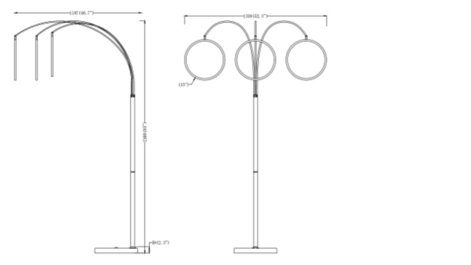 LED Three Ring Hong Kong Arc Floor lamp // Chrome, Not Dimmable - Disselt Designs