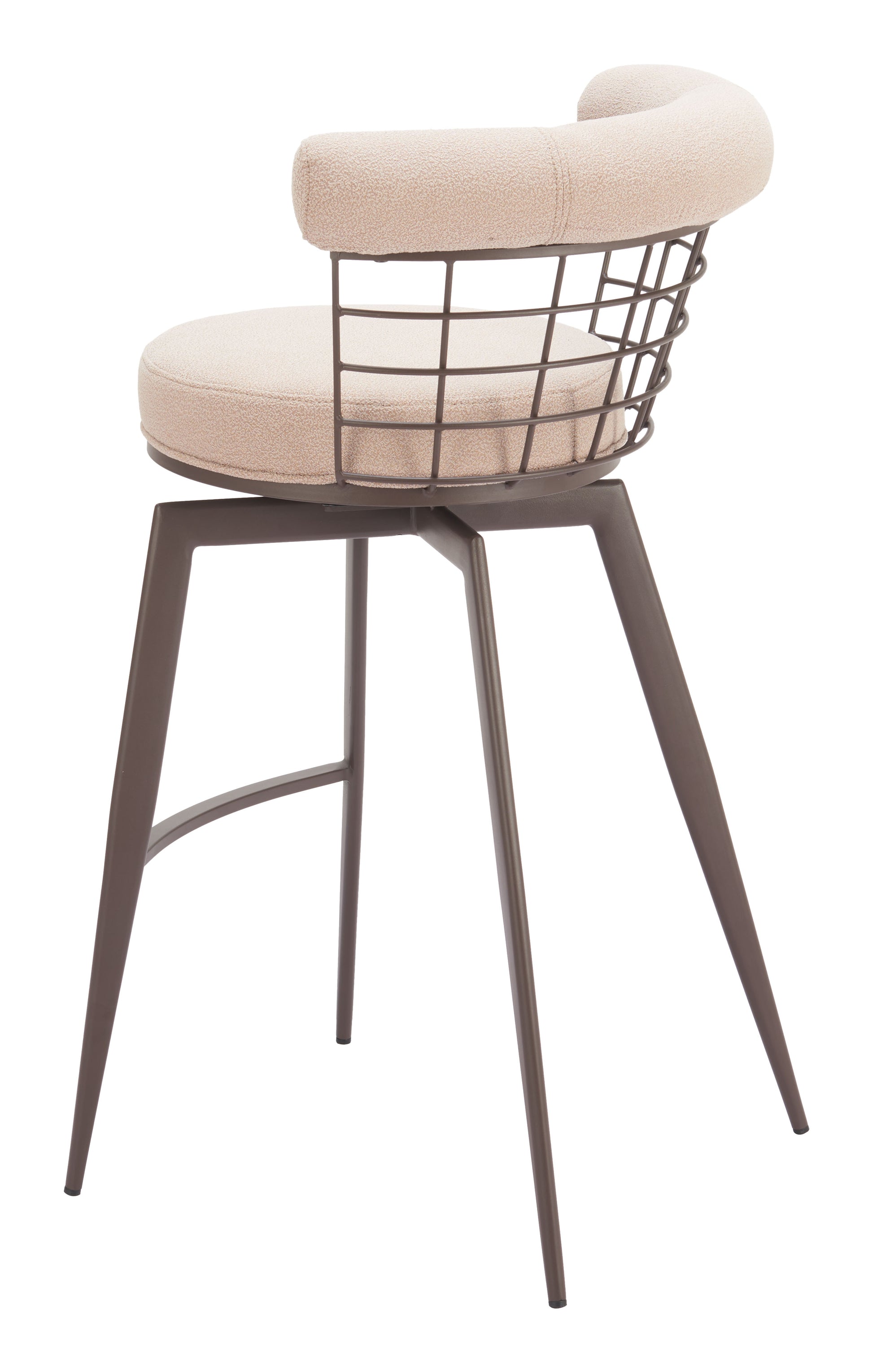Saku Swivel Barstool Beige & Brown - Disselt Designs