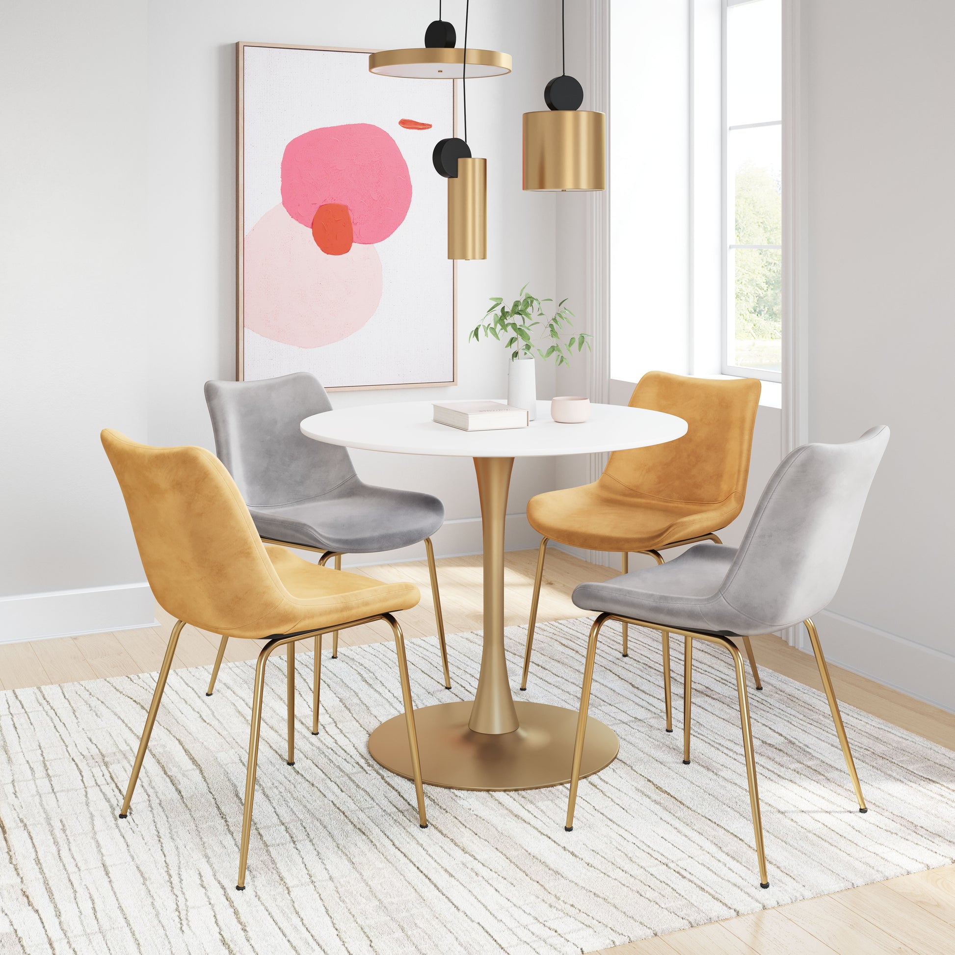 Opus Dining Table White & Gold - Disselt Designs