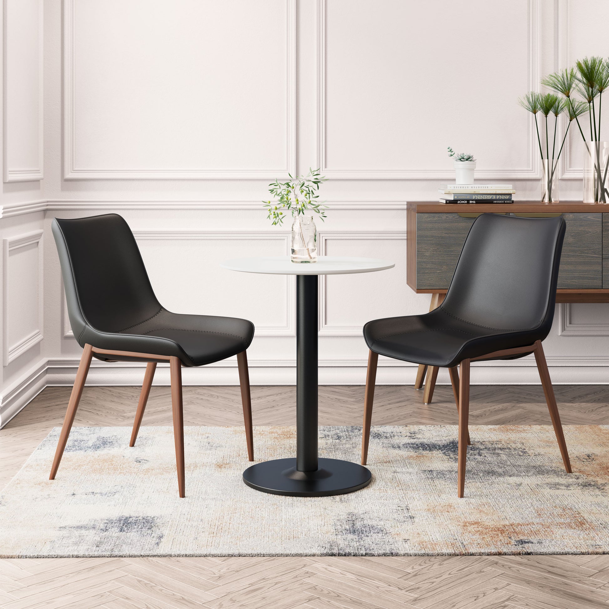 Magnus Dining Chair (Set of 2) Black & Walnut - Disselt Designs