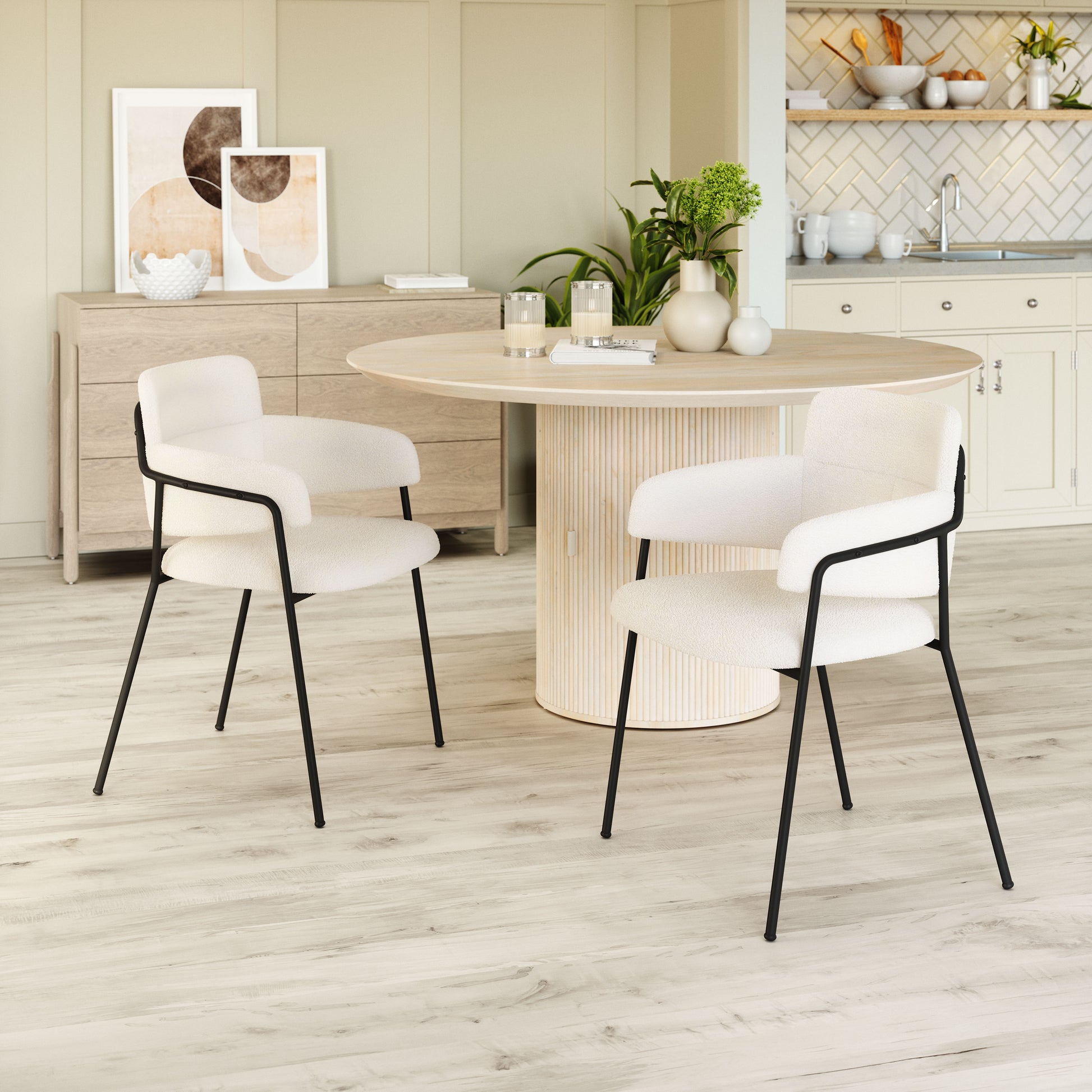 Marcel Dining Chair (Set of 2) Cream - Disselt Designs