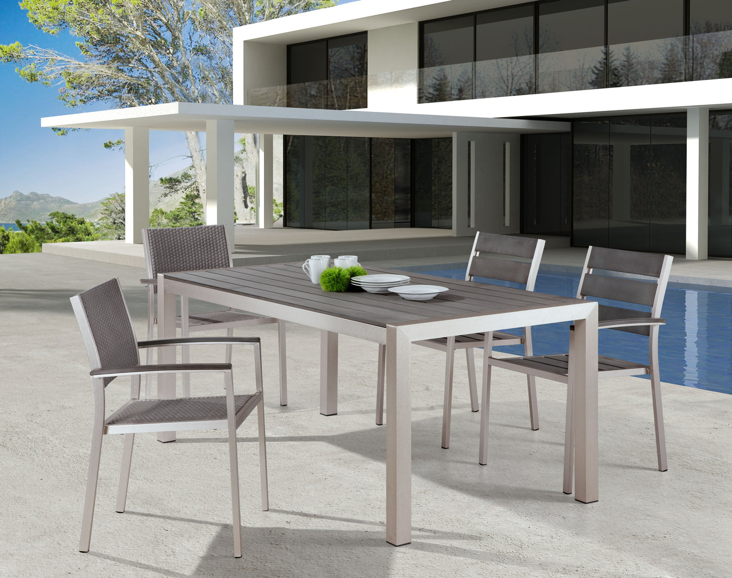 Metropolitan Dining Armchair (Set of 2) Gray & Silver