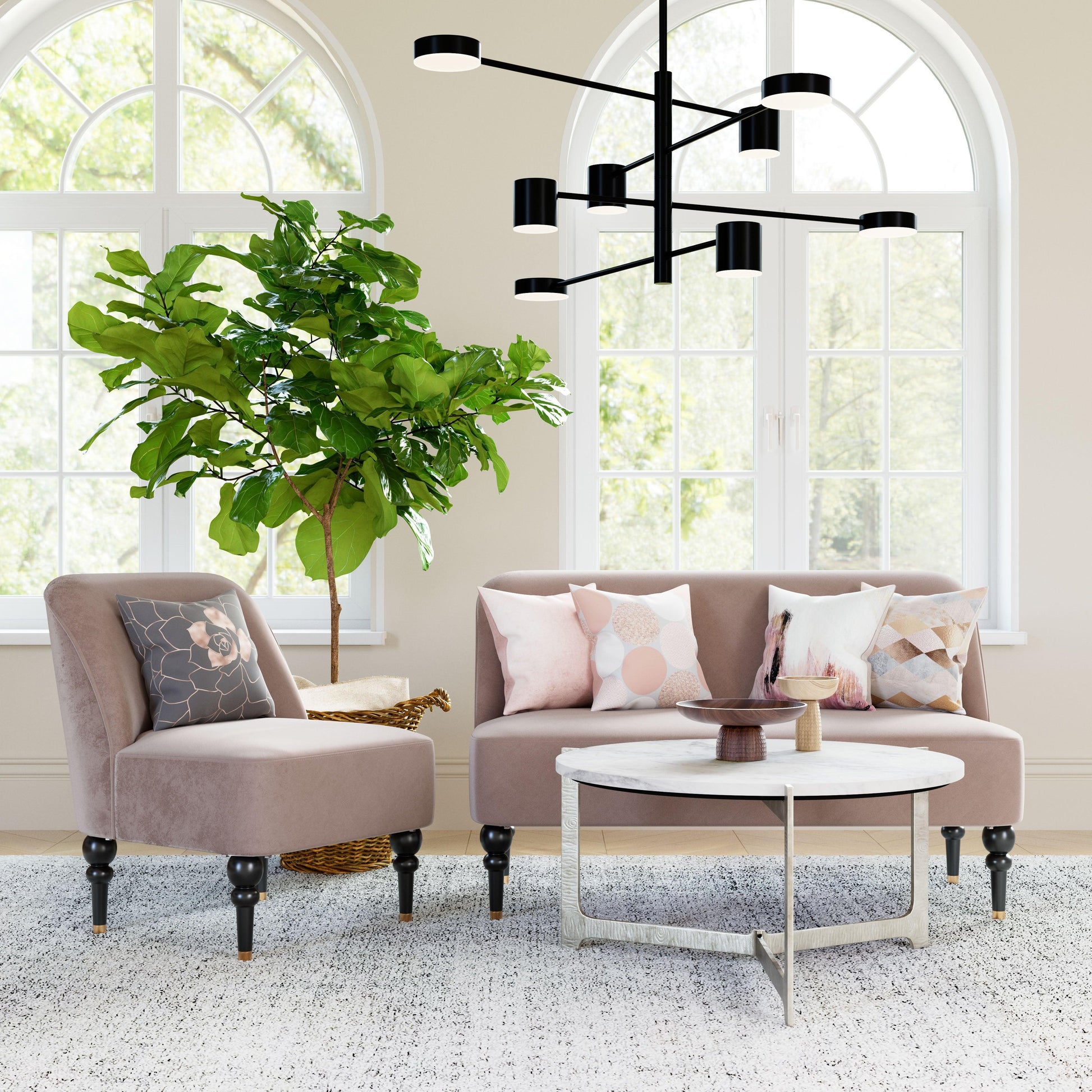 Barmas Coffee Table White & Silver - Disselt Designs