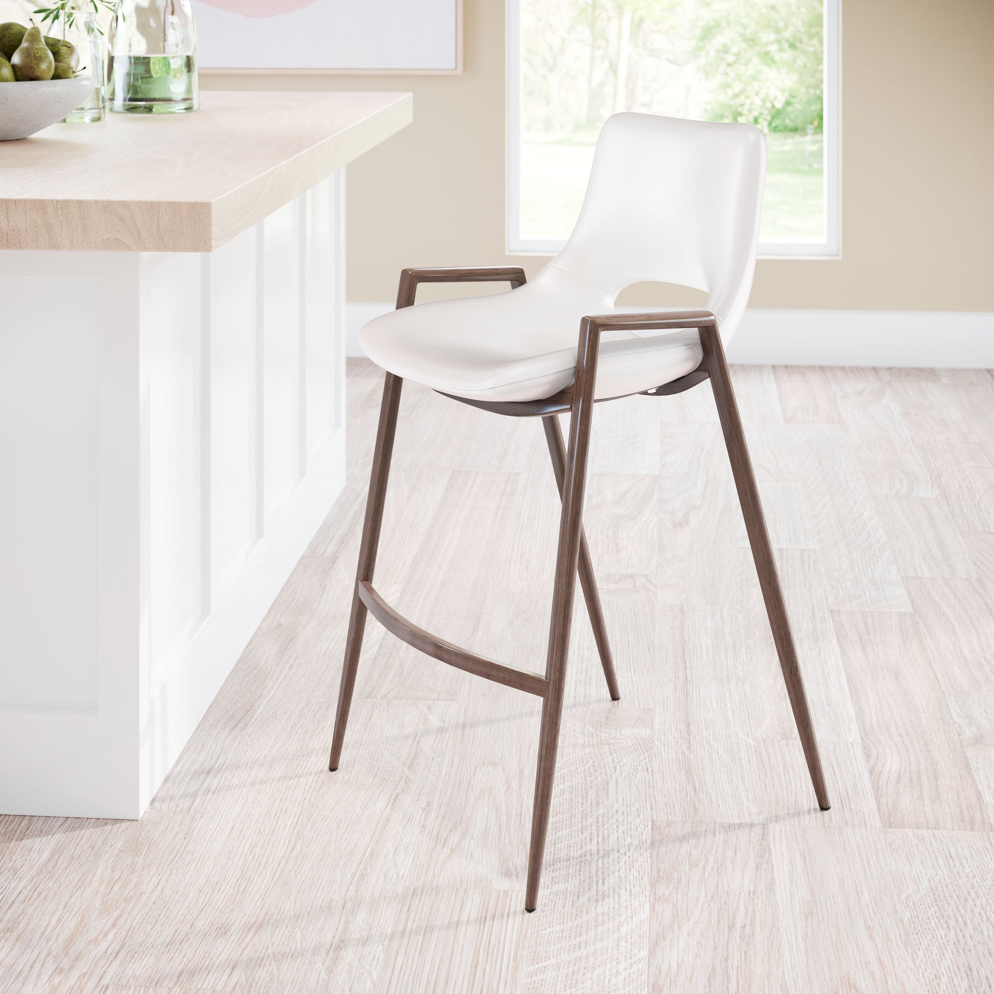 Desi Counter Stool (Set of 2) White & Walnut - Disselt Designs