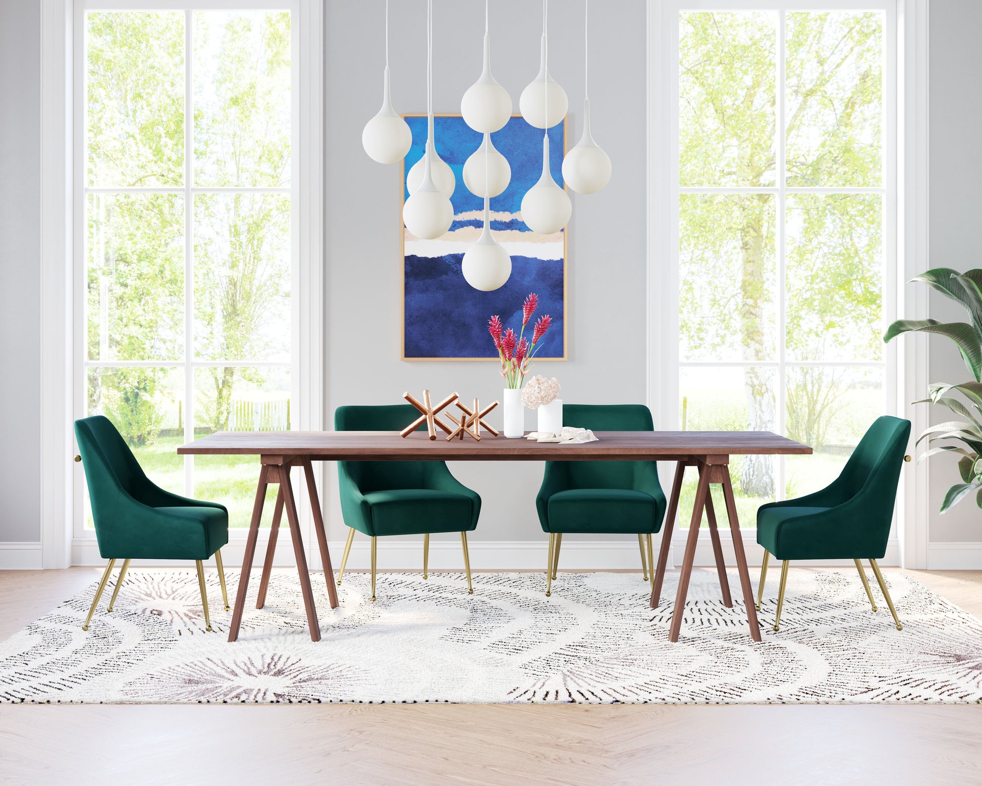 Maxine Dining Chair Green & Gold - Disselt Designs