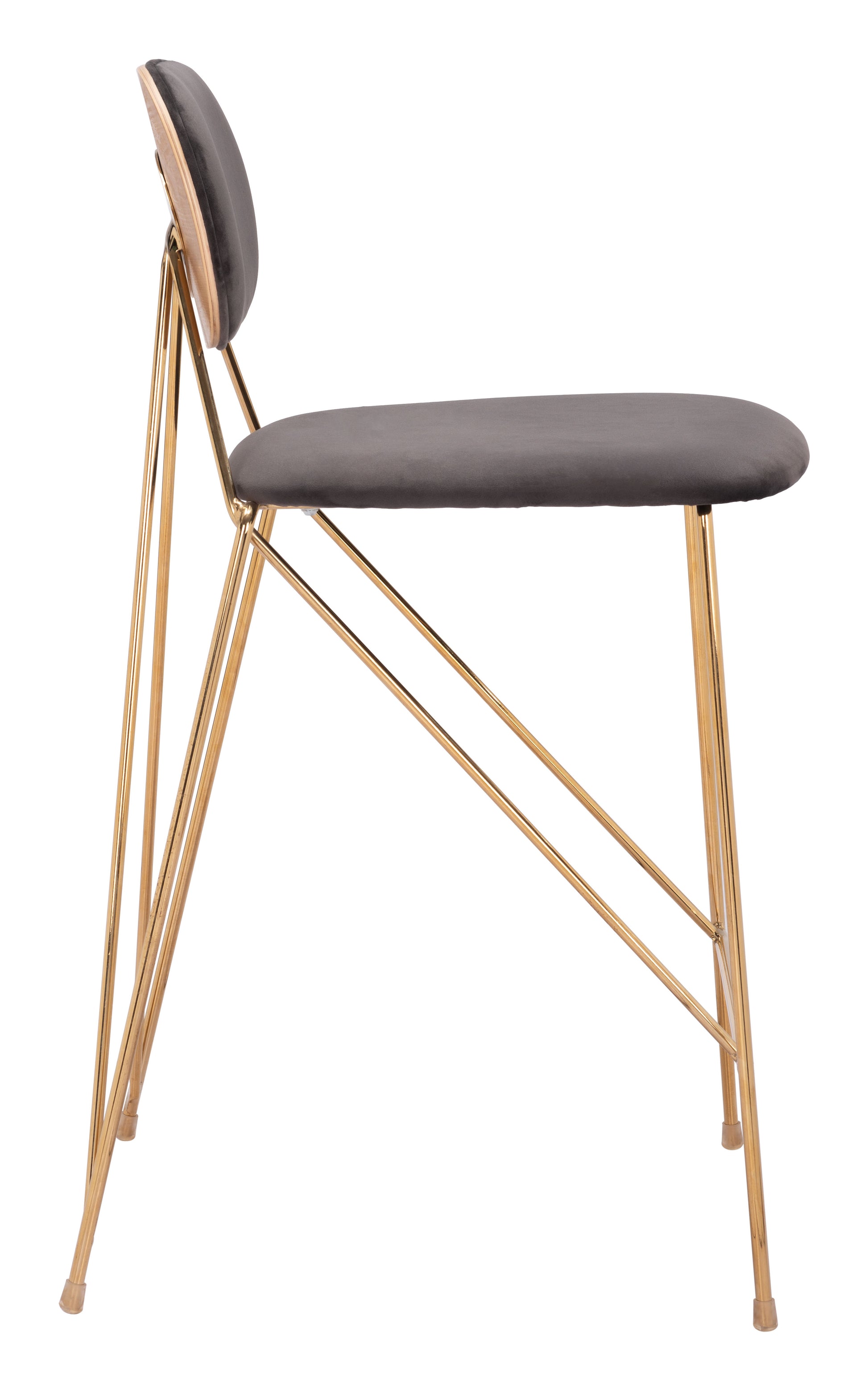 Georges Counter Stool (Set of 2) Gray & Gold - Disselt Designs