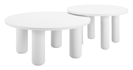 Ola Coffee Table Set (2-Piece) White - Disselt Designs
