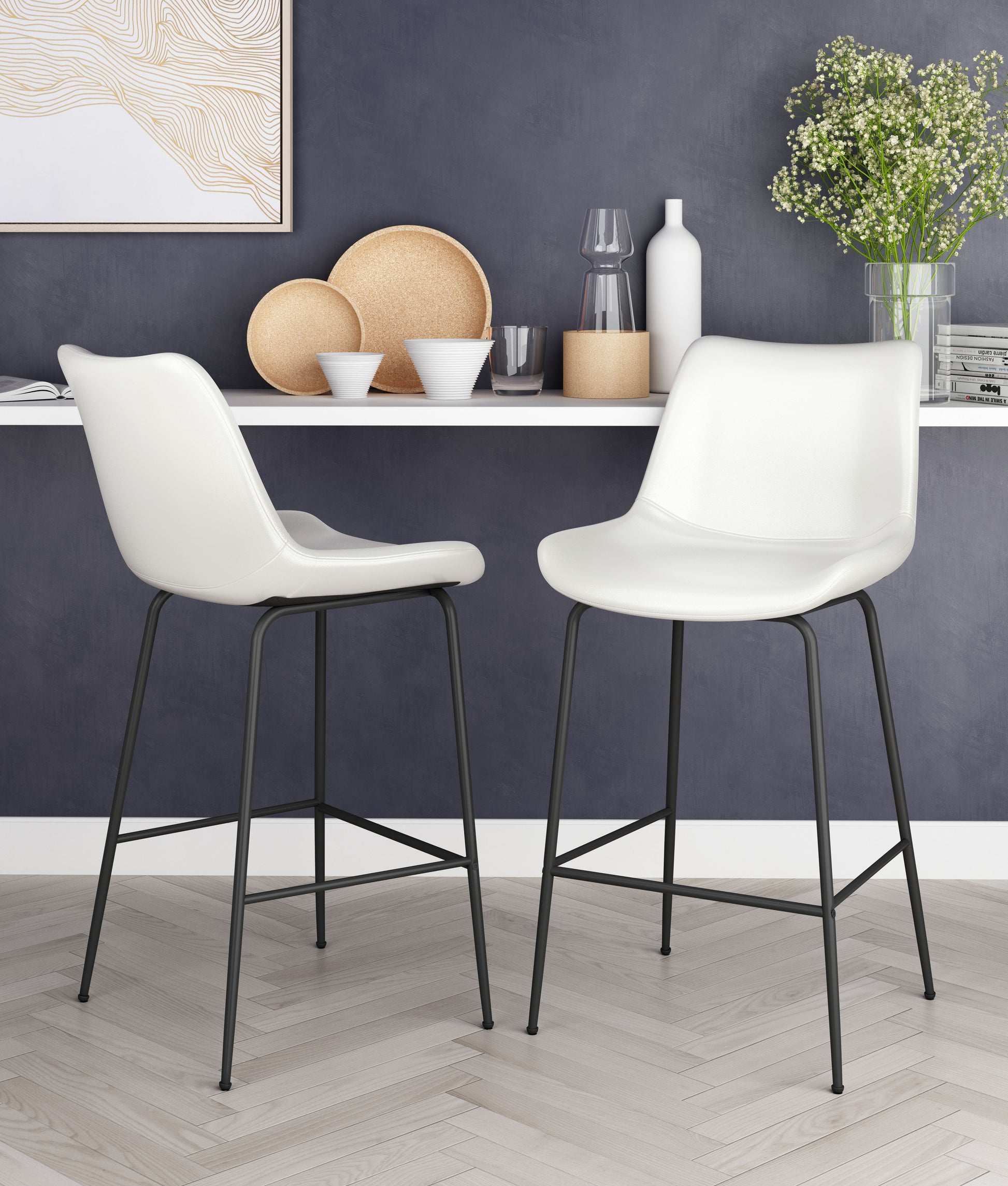 Byron Counter Stool White - Disselt Designs