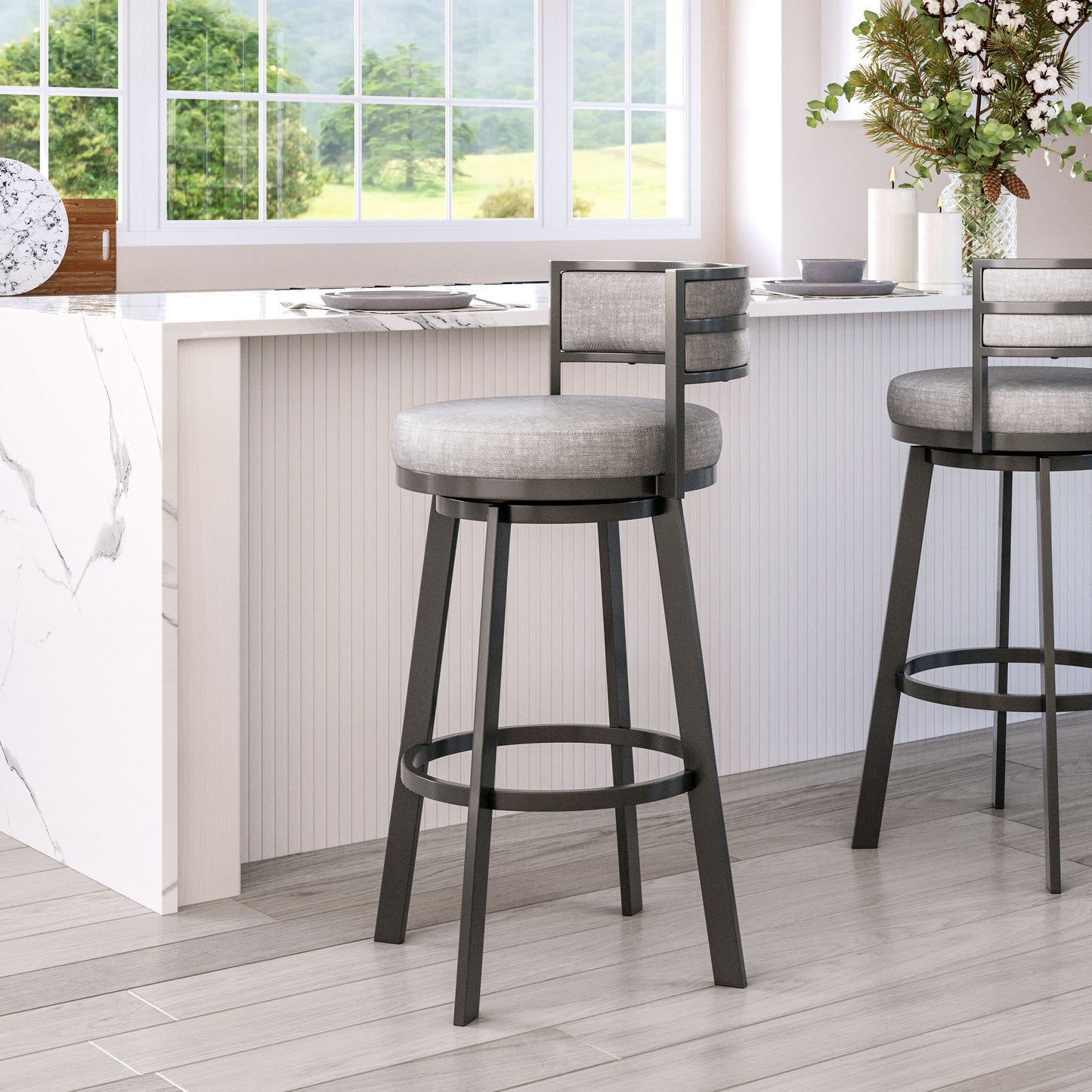 Gimsby Swivel Barstool Gray - Disselt Designs