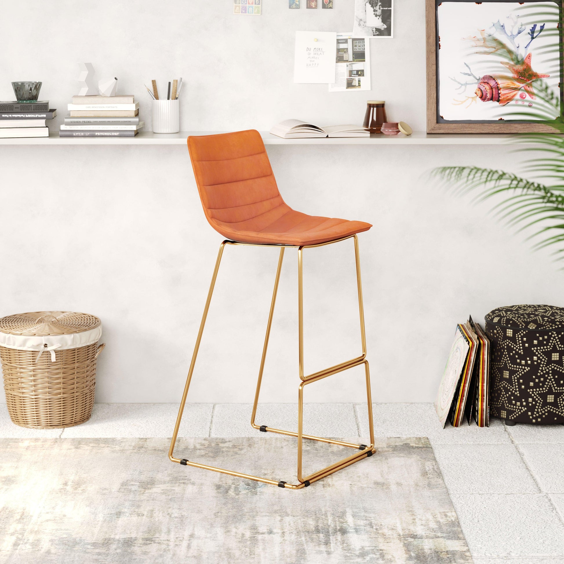 Adele Barstool (Set of 2) Orange & Gold - Disselt Designs