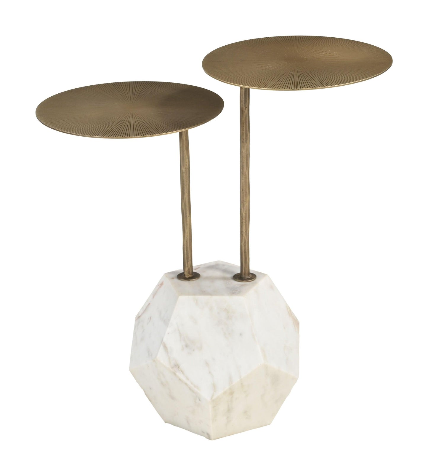 Anten Side Table Brass & White - Disselt Designs