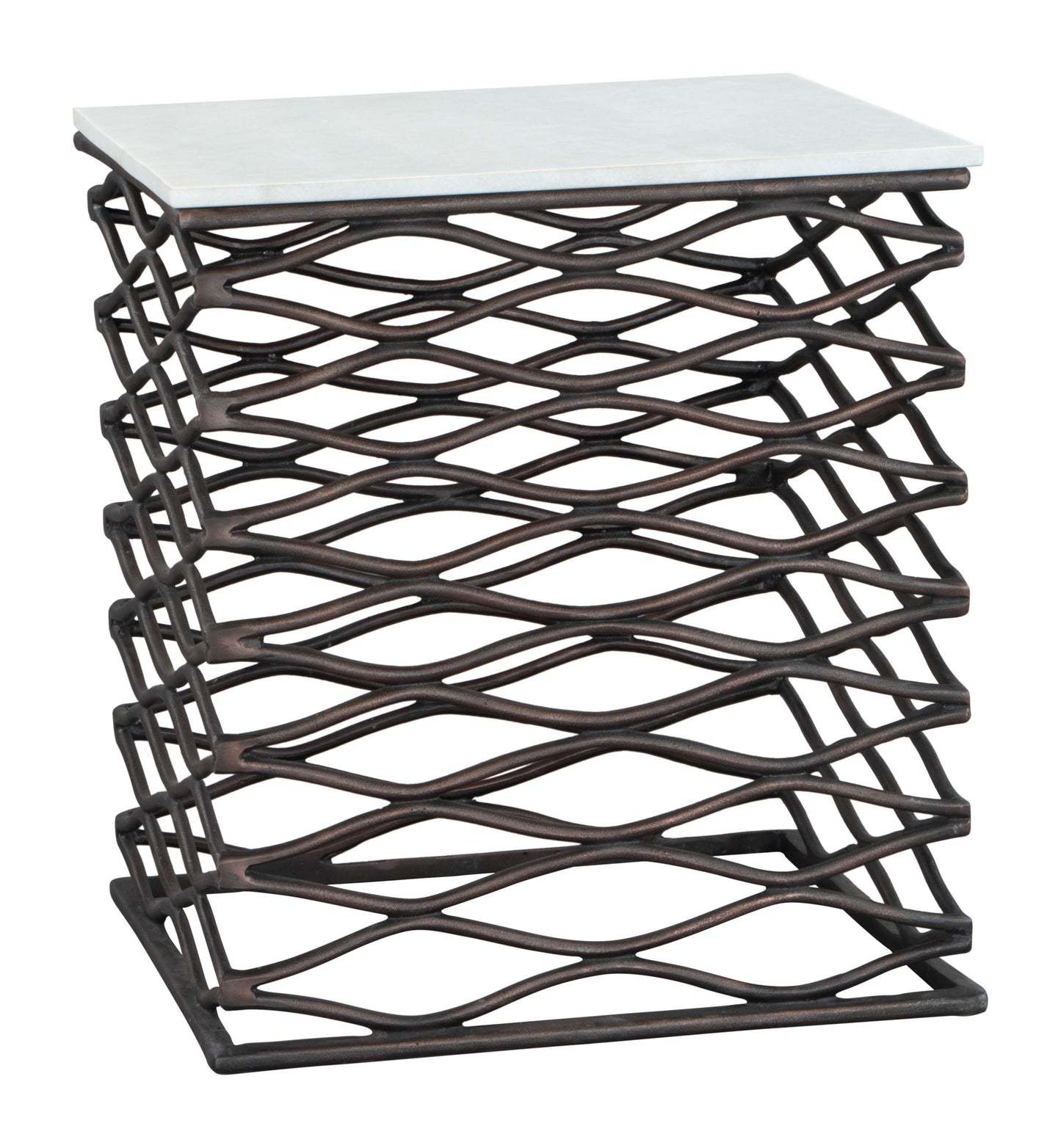 Duke Side Table White & Antique Bronze - Disselt Designs