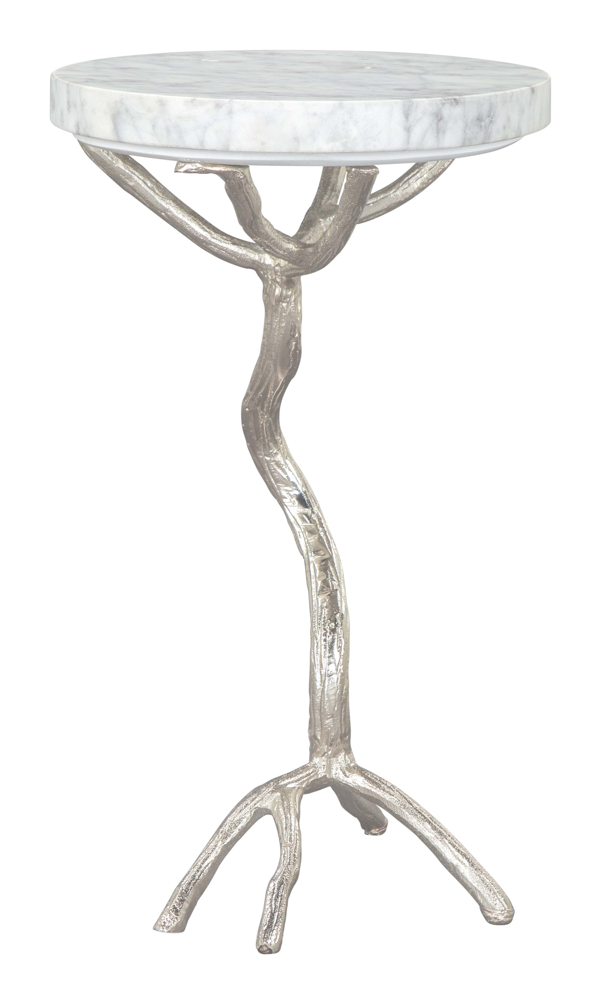 Joel Side Table White & Silver - Disselt Designs