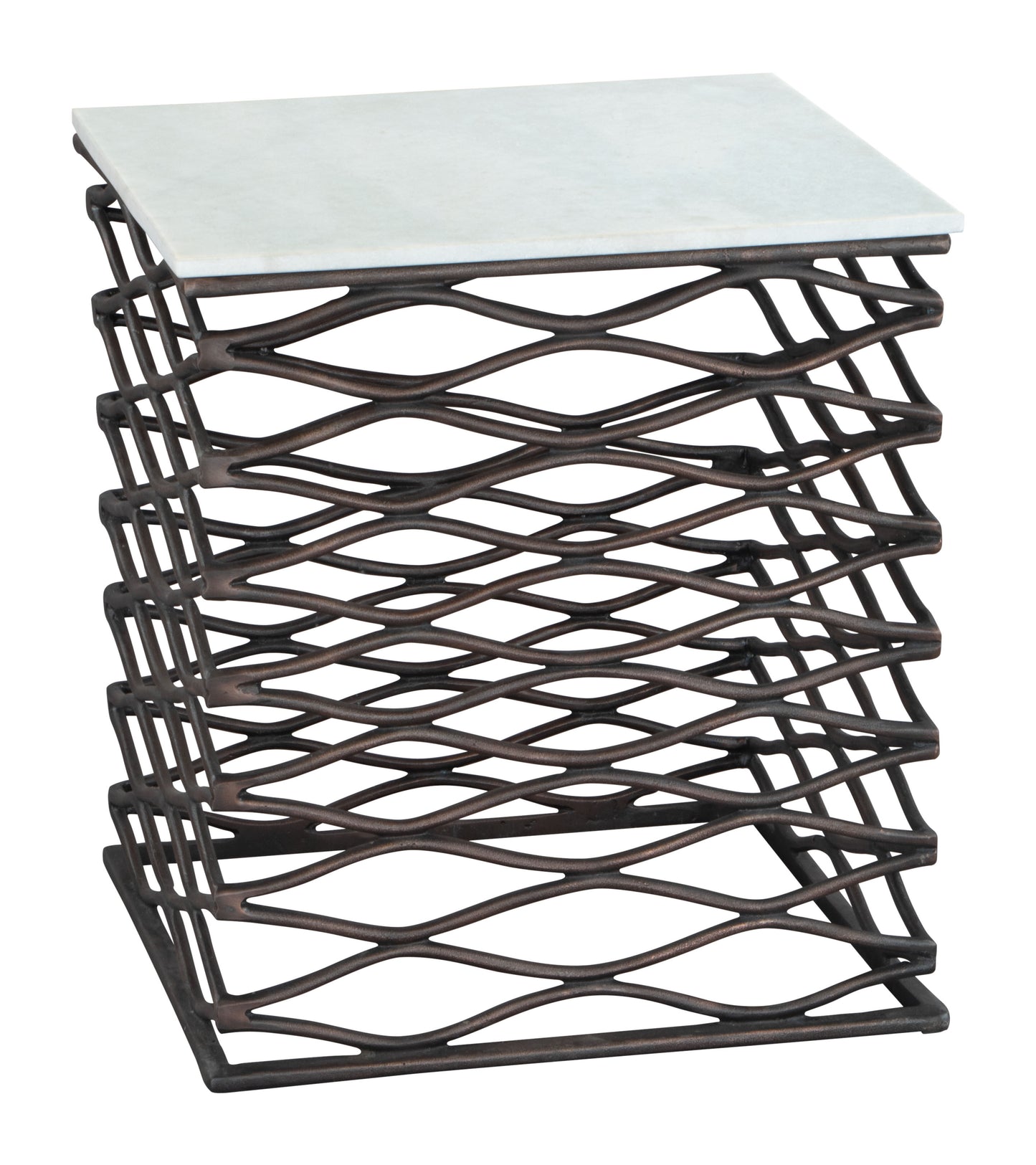 Duke Side Table White & Antique Bronze - Disselt Designs
