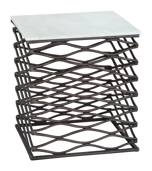 Duke Side Table White & Antique Bronze - Disselt Designs