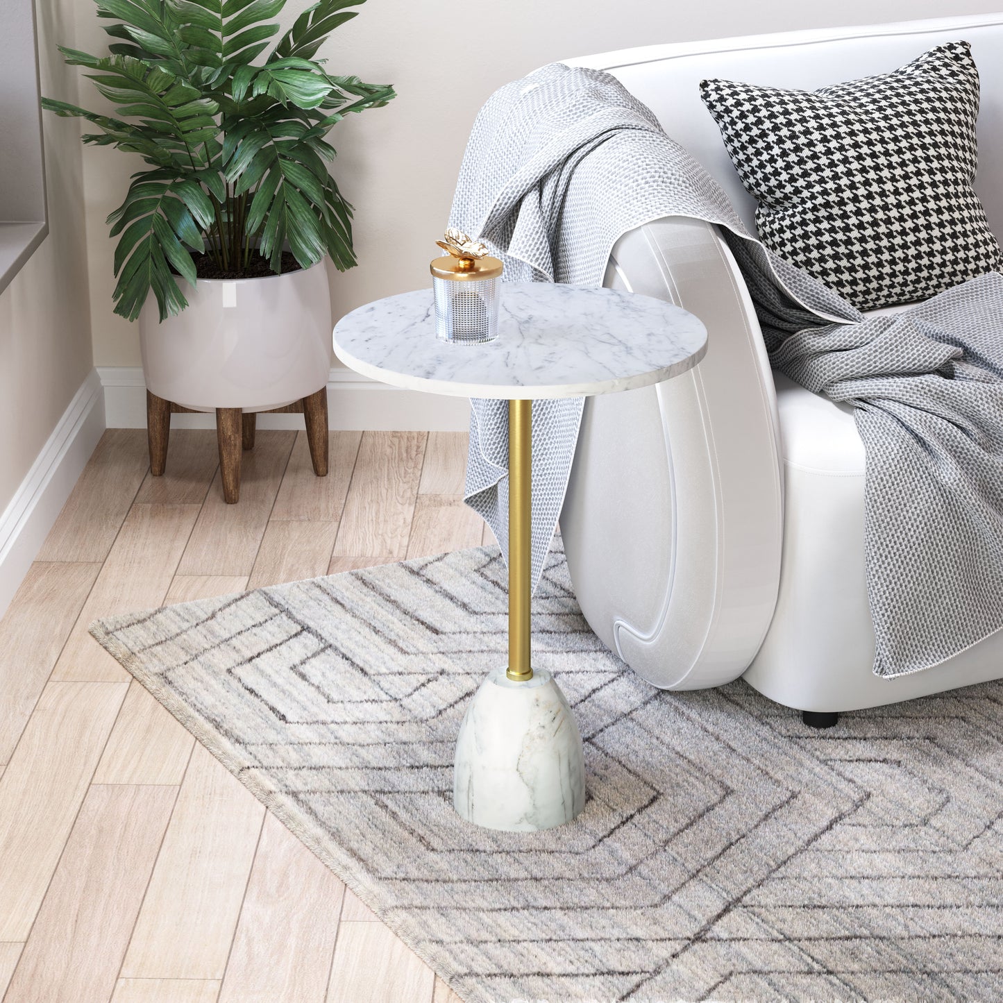 Cynthia Side Table White & Gold - Disselt Designs