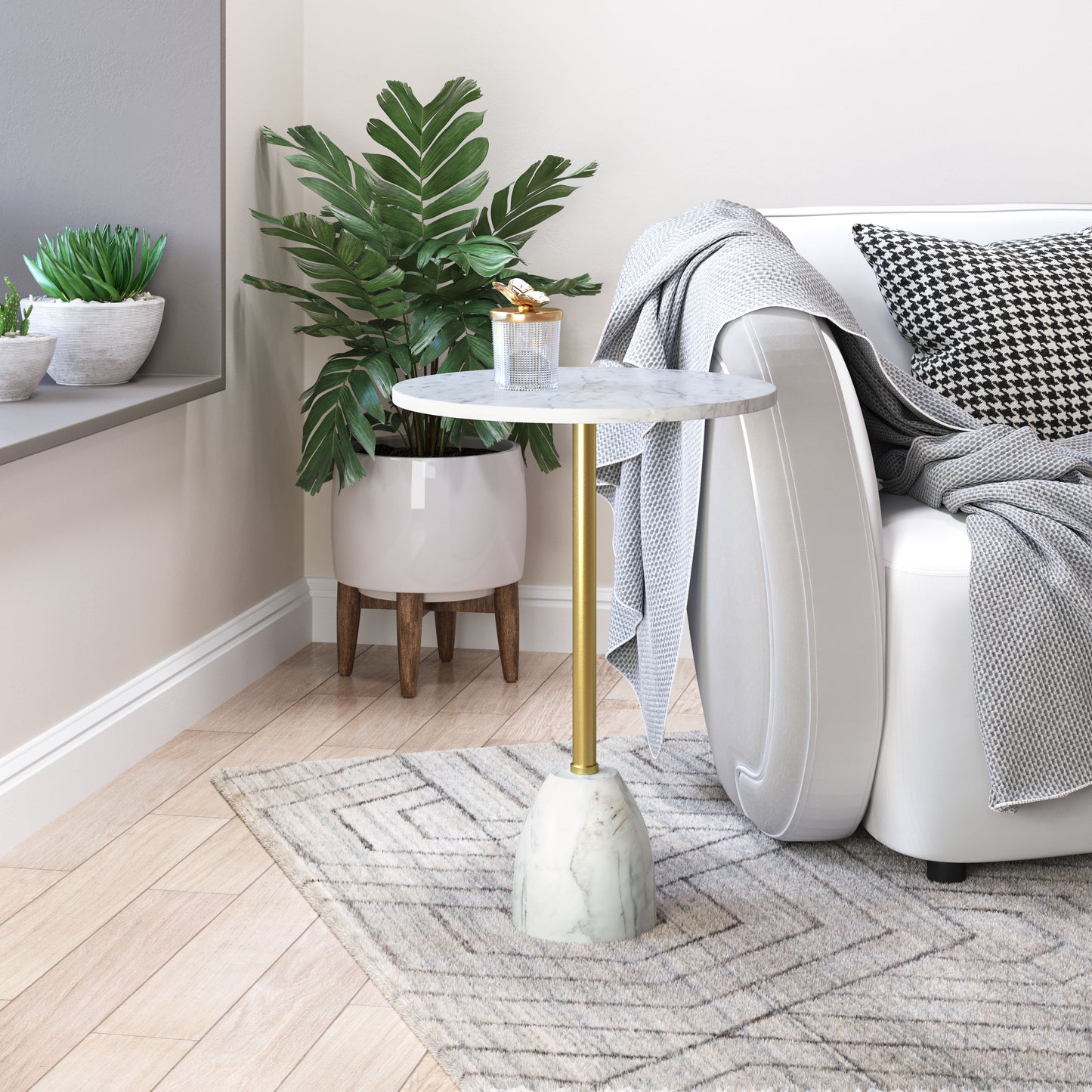 Cynthia Side Table White & Gold - Disselt Designs