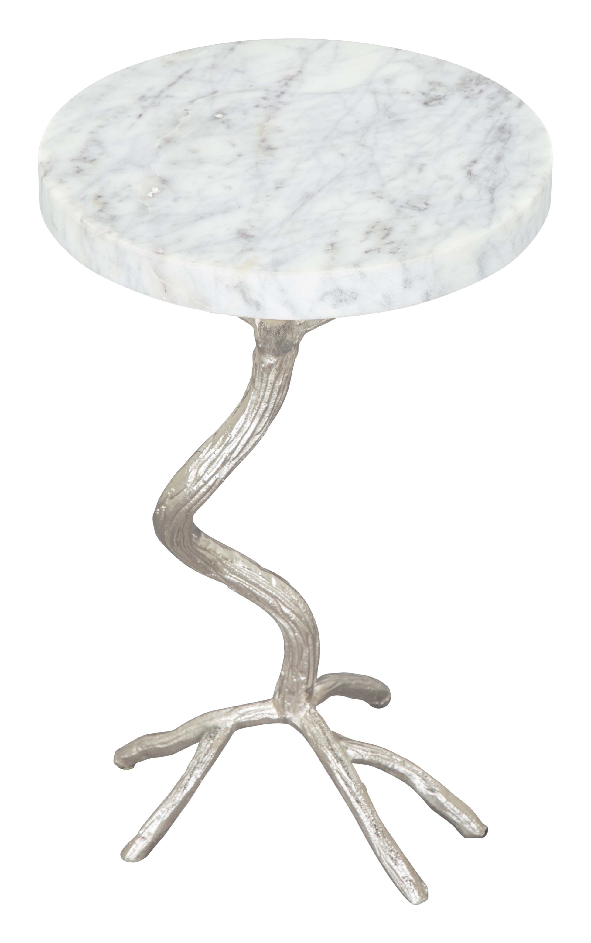 Joel Side Table White & Silver - Disselt Designs