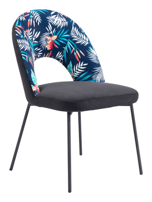 Merion Dining Chair (Set of 2) Multicolor Print & Black - Disselt Designs
