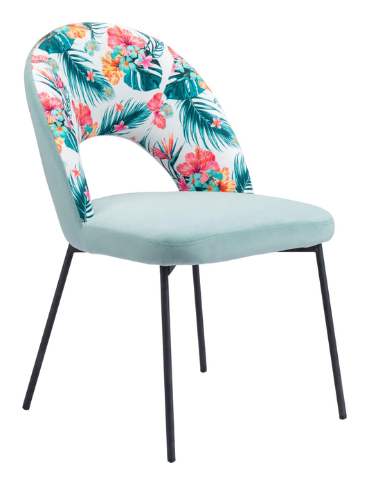 Bethpage Dining Chair (Set of 2) Multicolor Print & Green - Disselt Designs