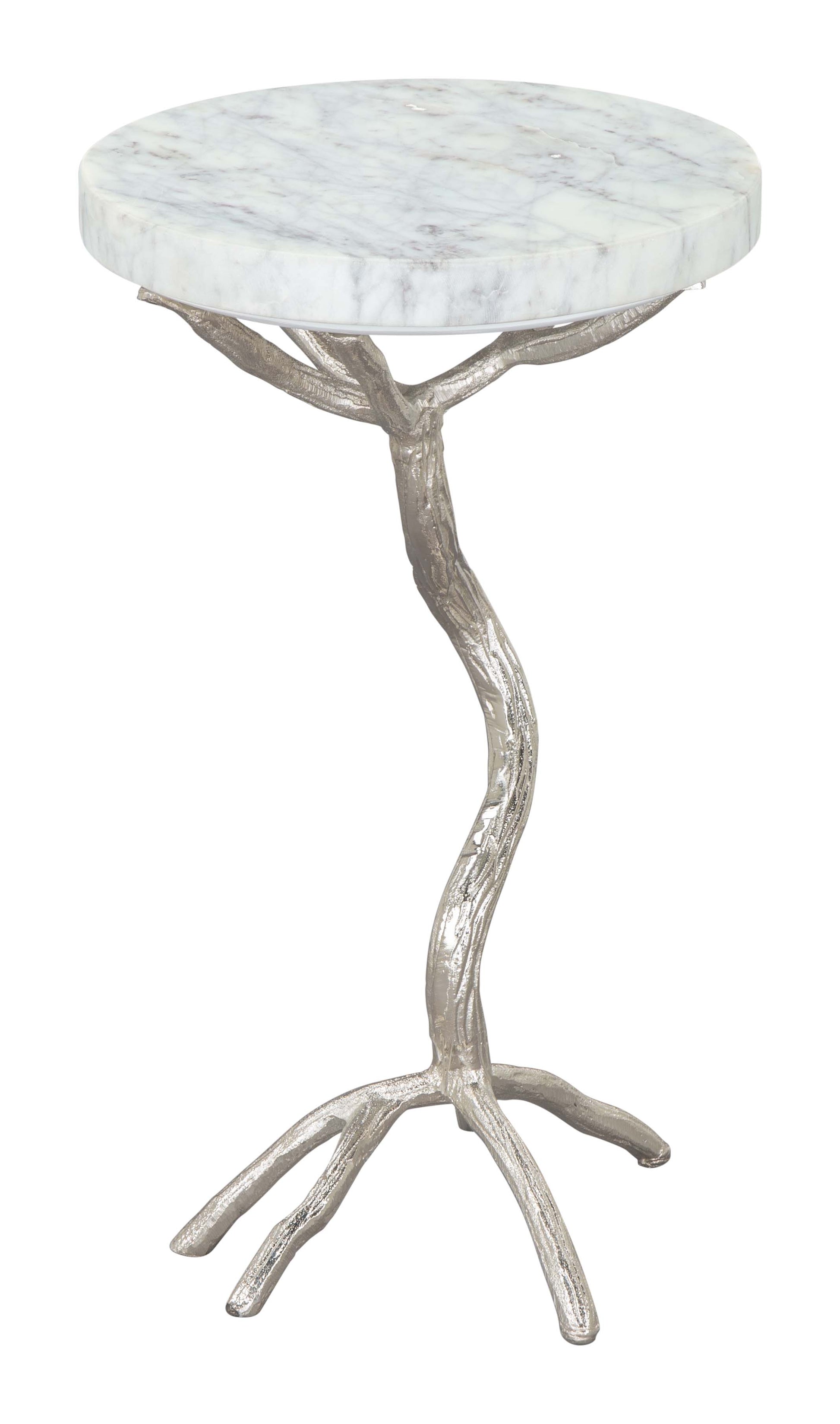 Joel Side Table White & Silver - Disselt Designs