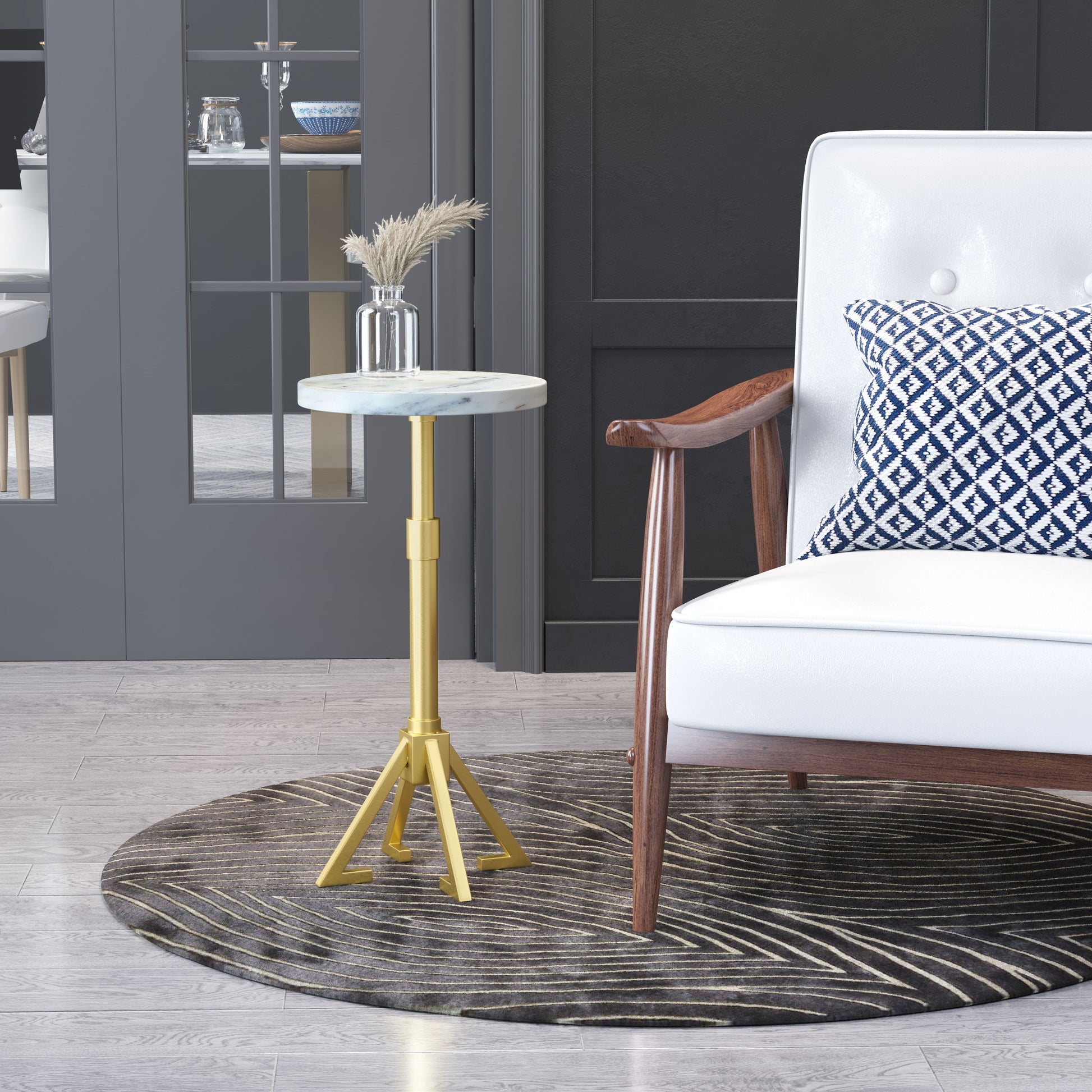 Maurice Side Table White & Gold - Disselt Designs