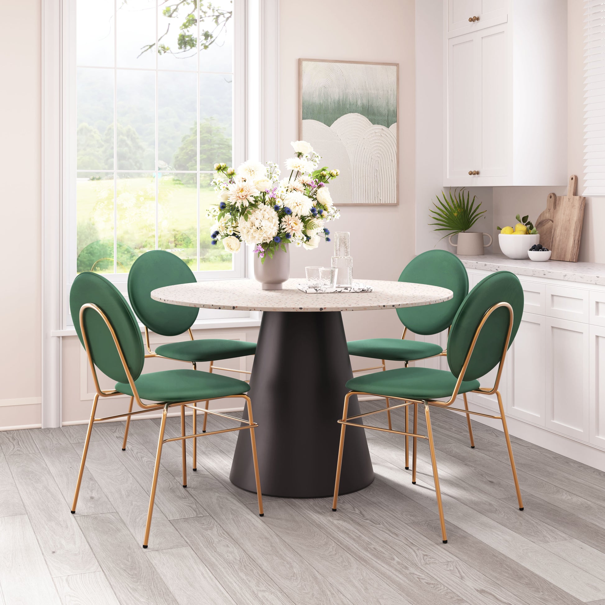 Odessa Dining Chair (Set of 2) Green & Gold - Disselt Designs