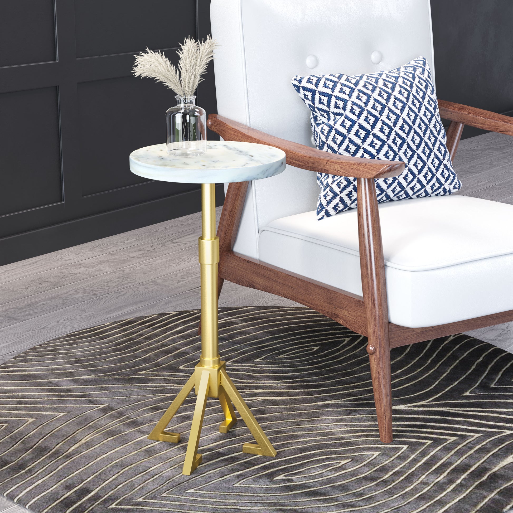 Maurice Side Table White & Gold - Disselt Designs