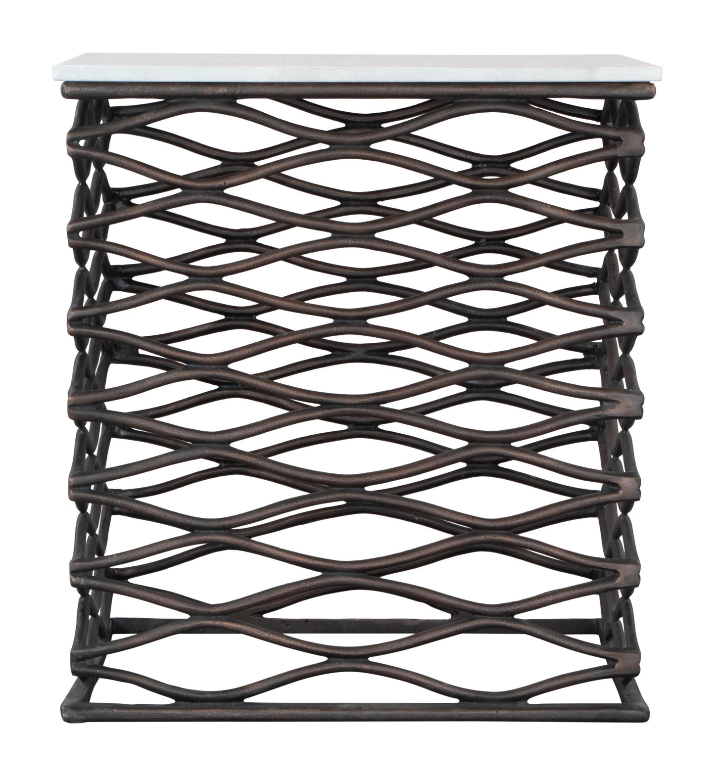 Duke Side Table White & Antique Bronze - Disselt Designs