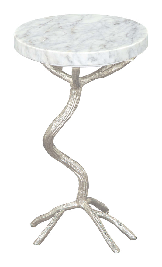 Joel Side Table White & Silver - Disselt Designs