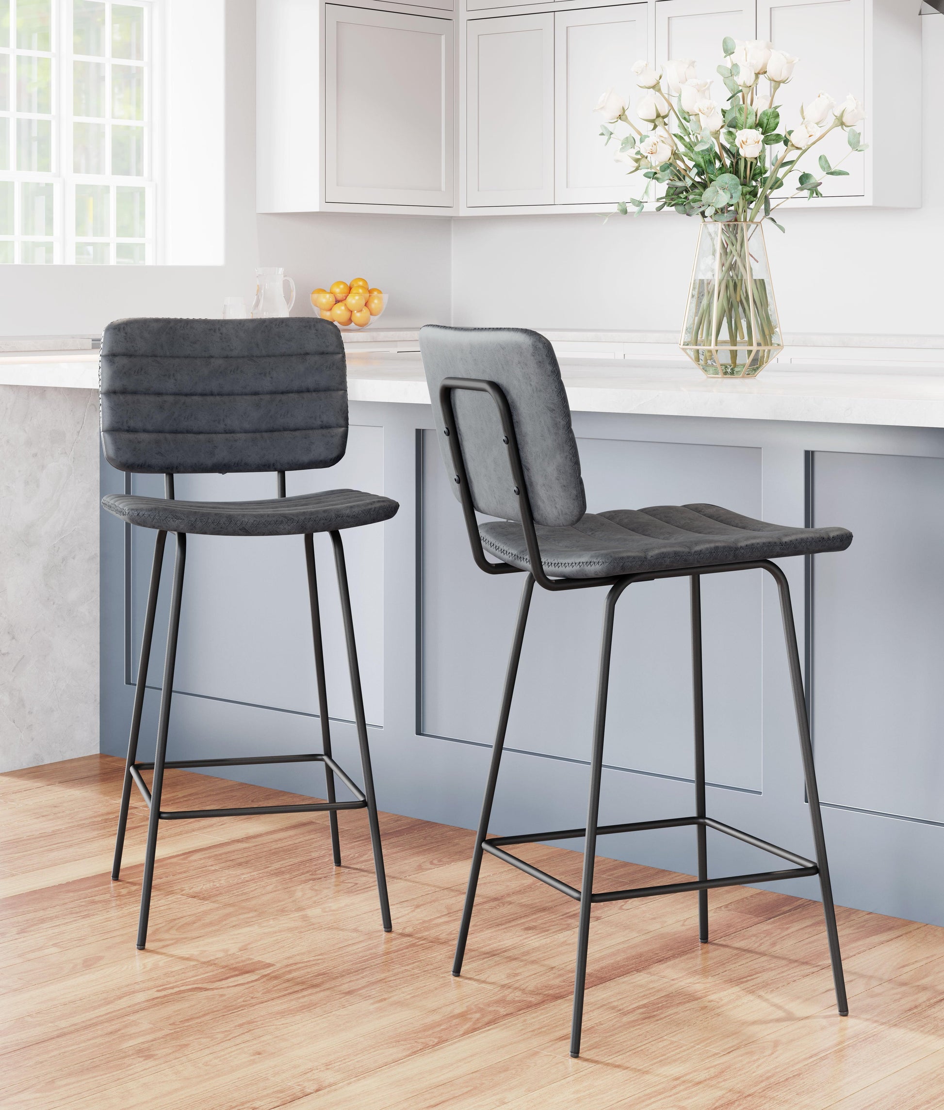 Boston Counter Stool (Set of 2) Vintage Black - Disselt Designs