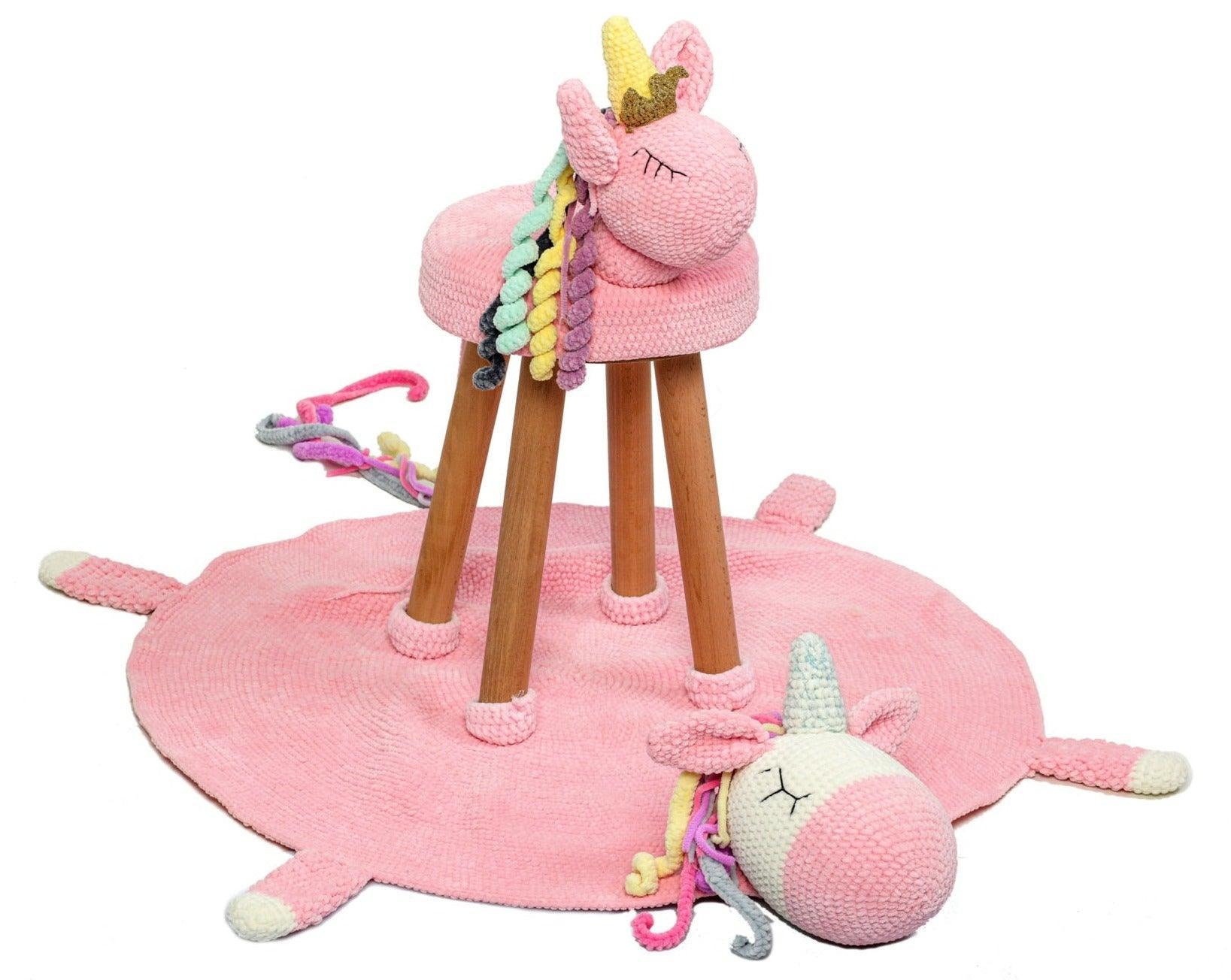KIDS UNICORN | Unicorn Rug And Stool Set - Disselt Designs