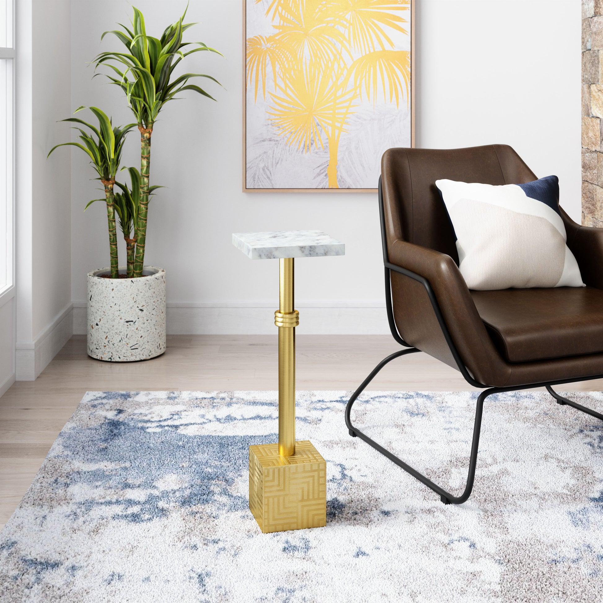 Josef Side Table White & Gold - Disselt Designs