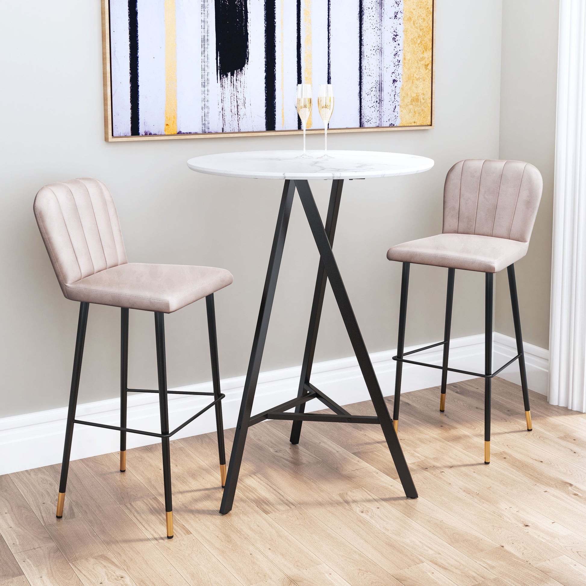 Manchester Barstool (Set of 2) Gray - Disselt Designs