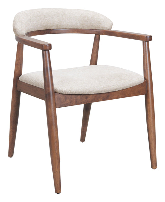 Goka Dining Chair Beige & Walnut - Disselt Designs