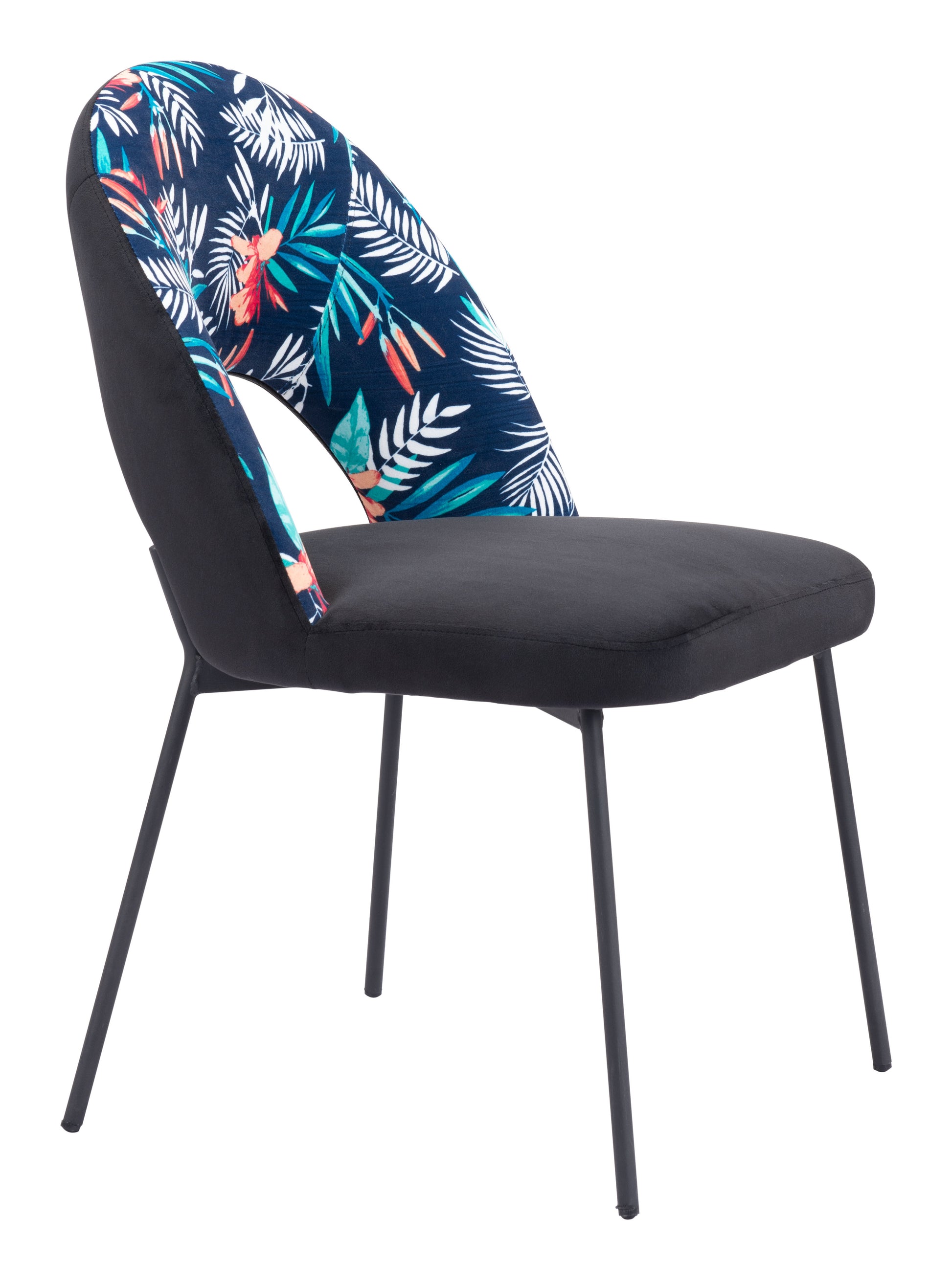 Merion Dining Chair (Set of 2) Multicolor Print & Black - Disselt Designs