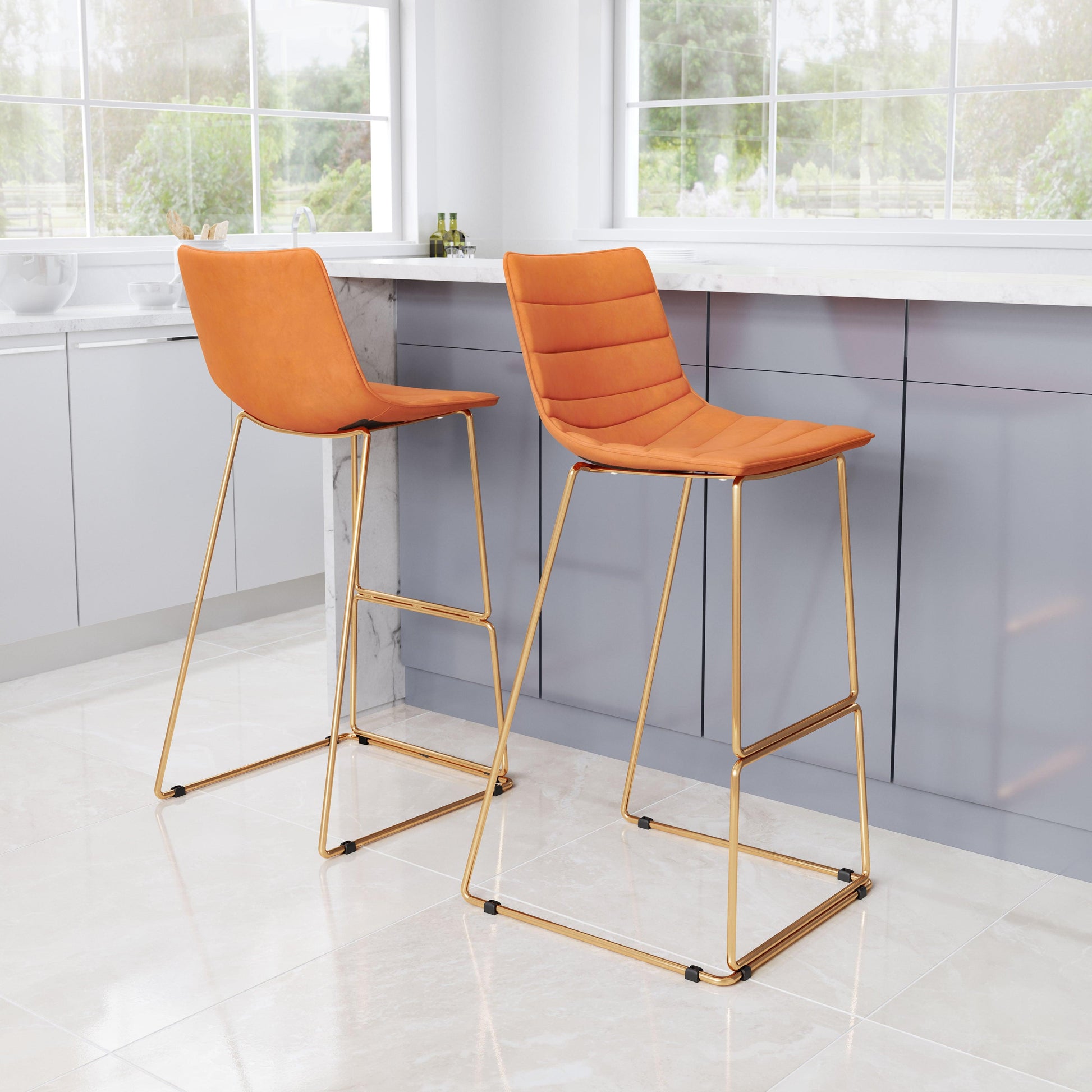 Adele Barstool (Set of 2) Orange & Gold - Disselt Designs